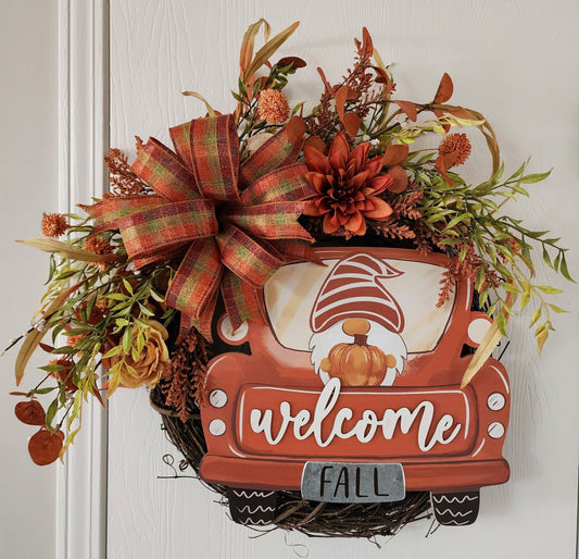 Welcome Fall Gnome Wreath