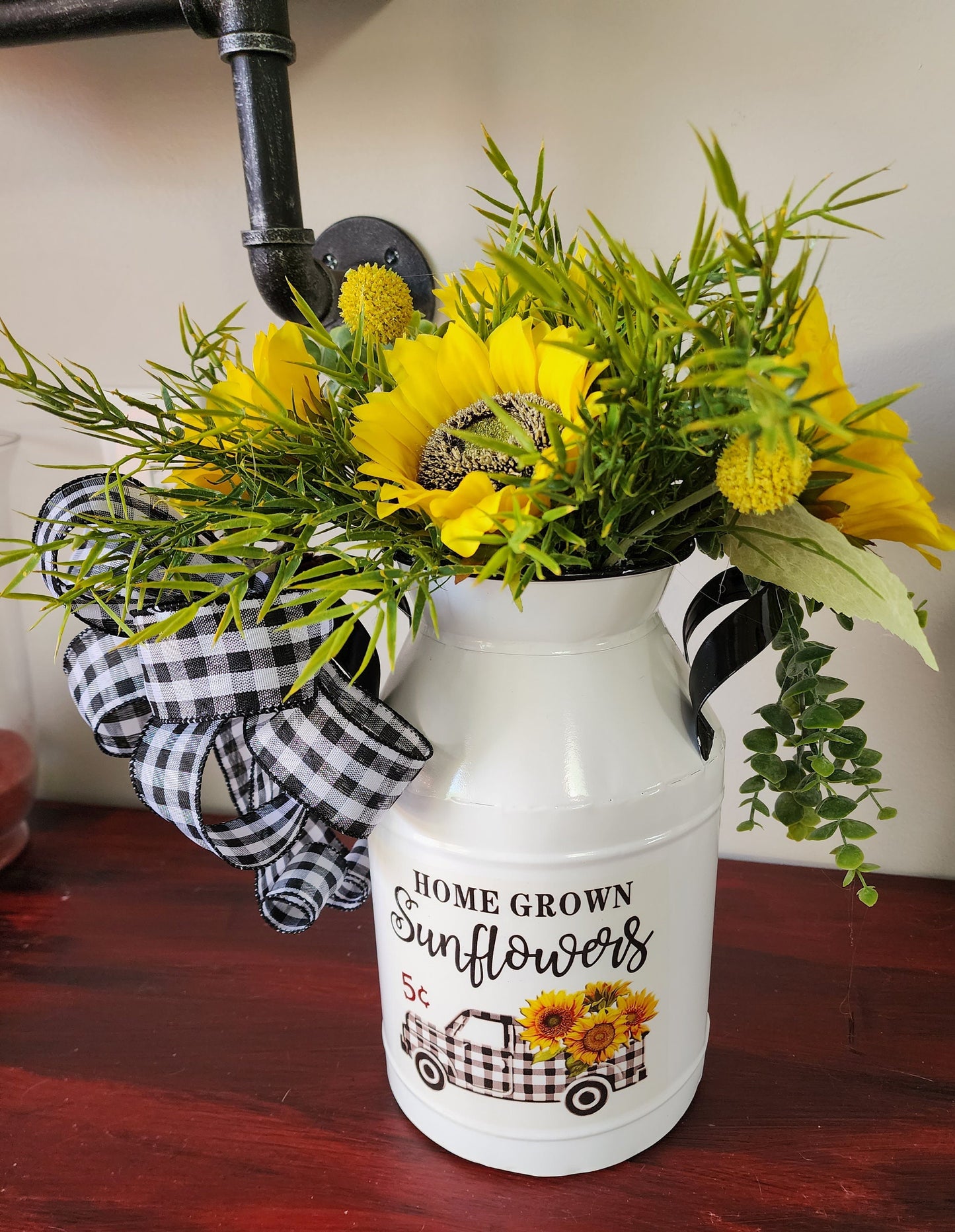 Sunflower Embellished Milk Can Arrangement