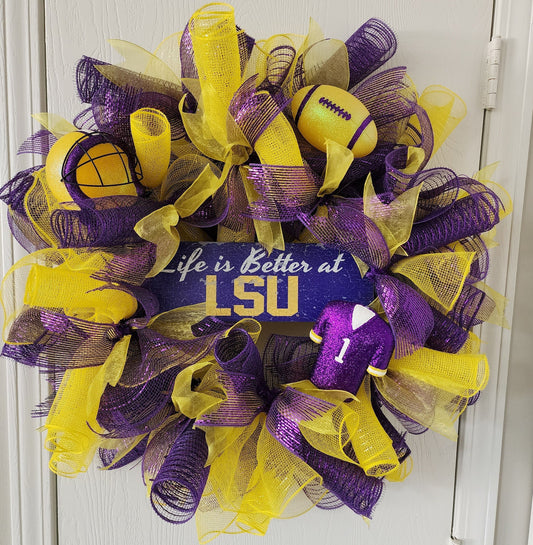 LSU Deco Mesh Wreath