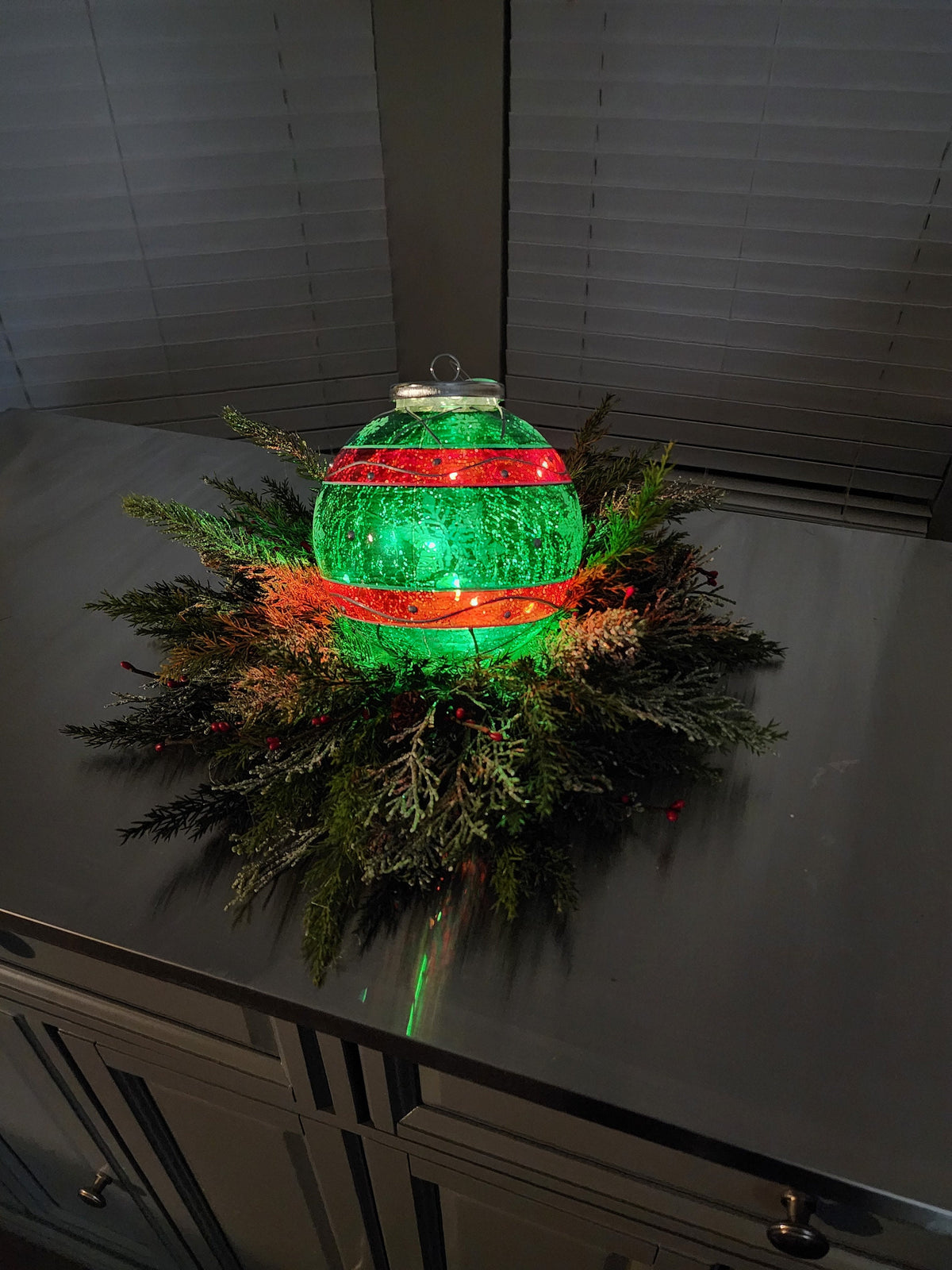 Handpainted Lighted Glass Ornament Arrangement