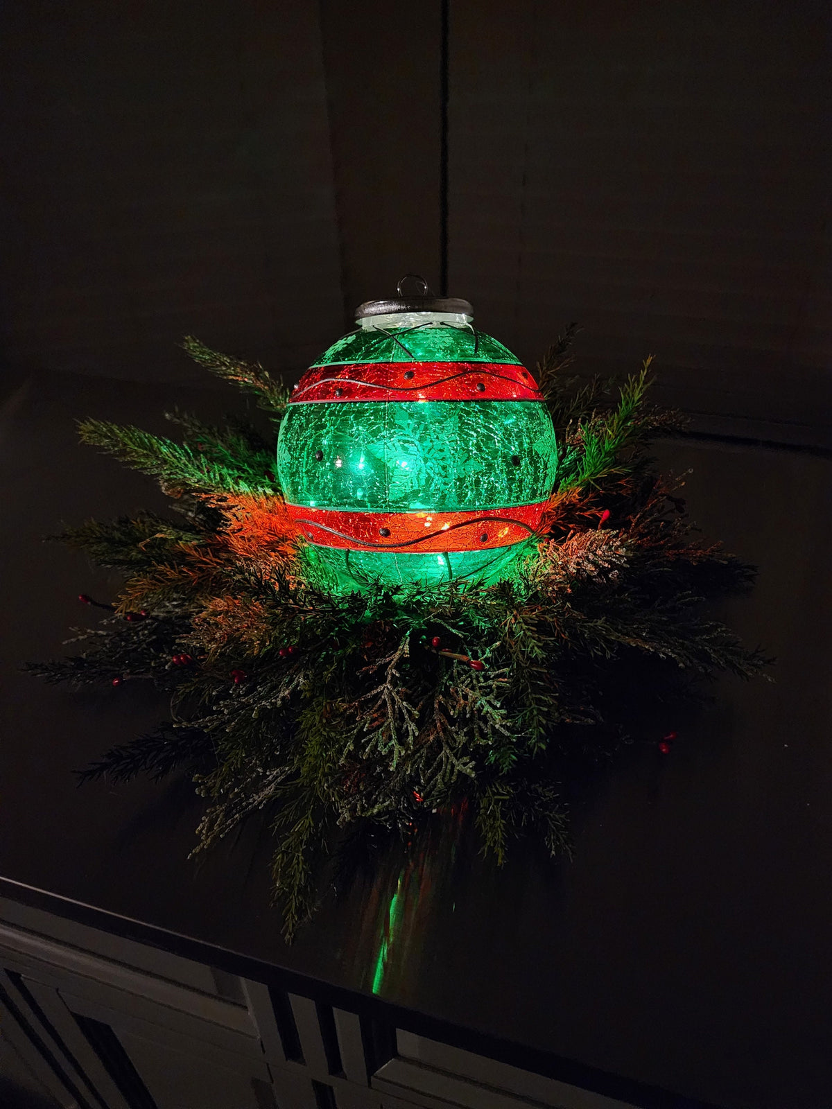 Handpainted Lighted Glass Ornament Arrangement