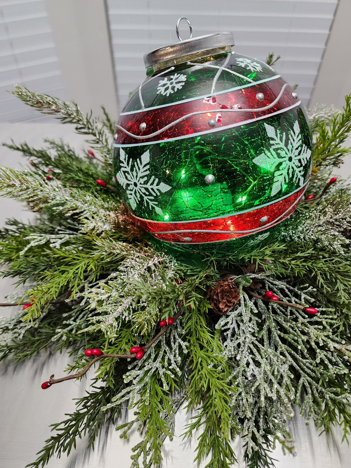 Handpainted Lighted Glass Ornament Arrangement