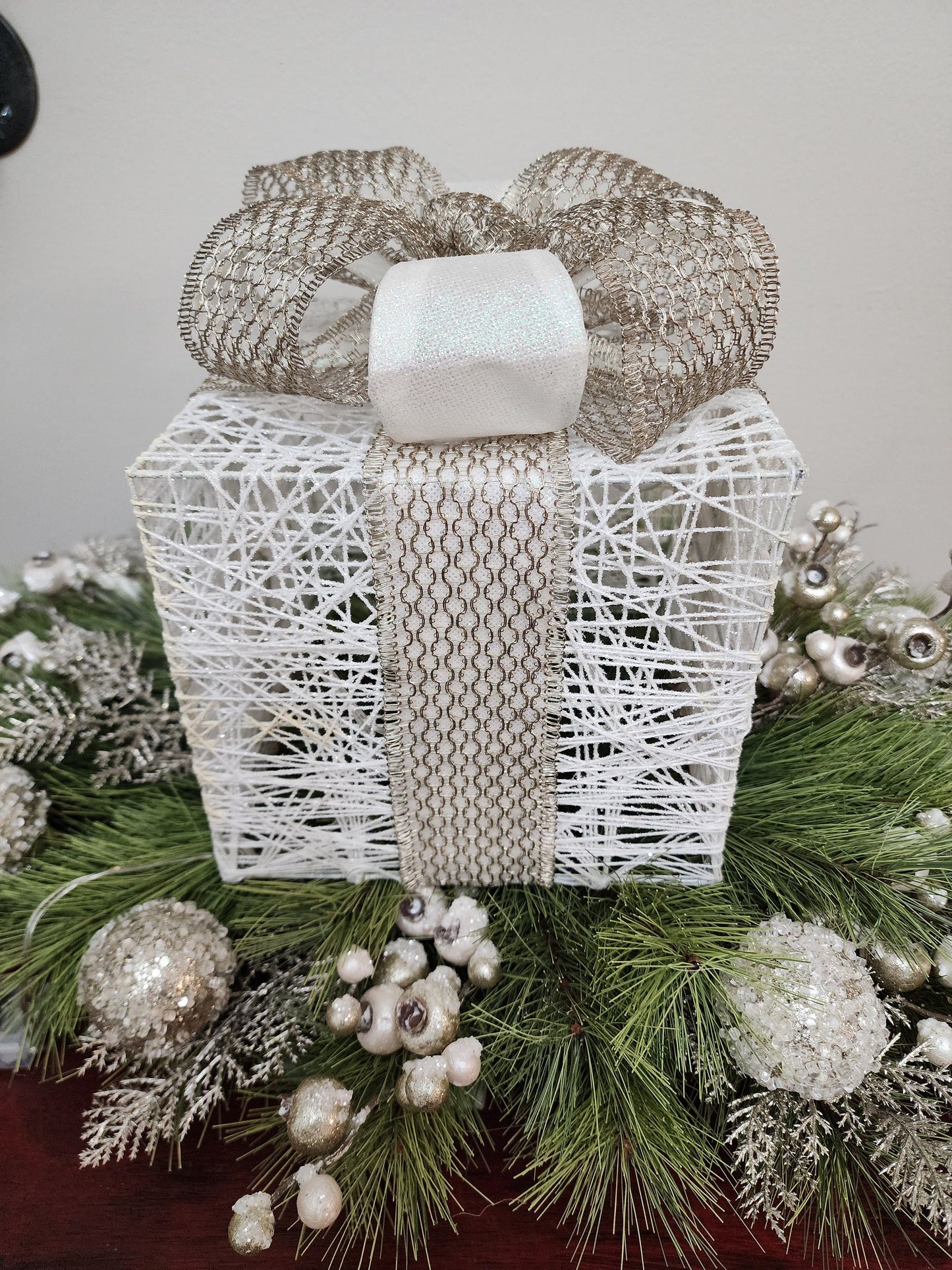 Frosty and Iced Gift Package Centerpiece