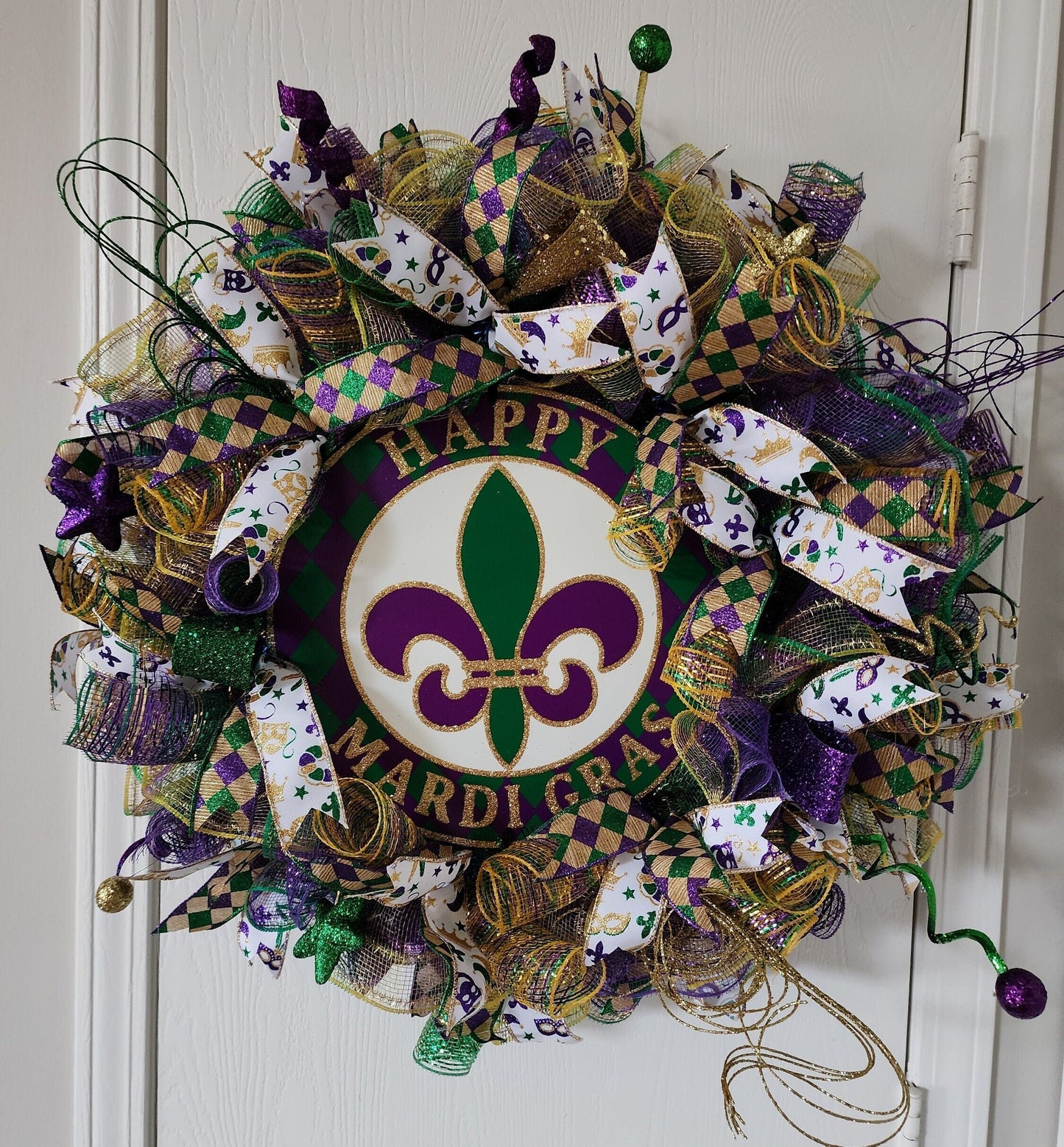 Mardi Gras Deco Mesh Wreath