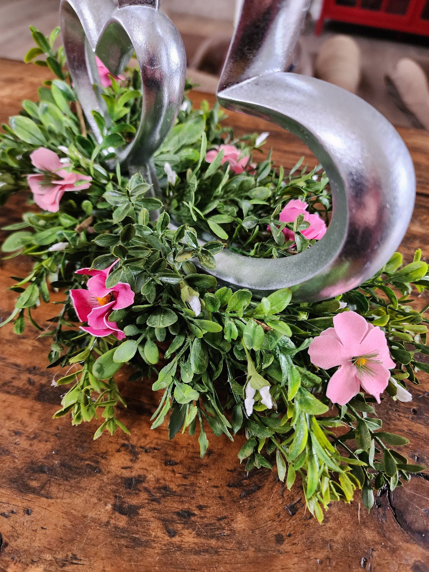 Silver Double Hearts Centerpiece