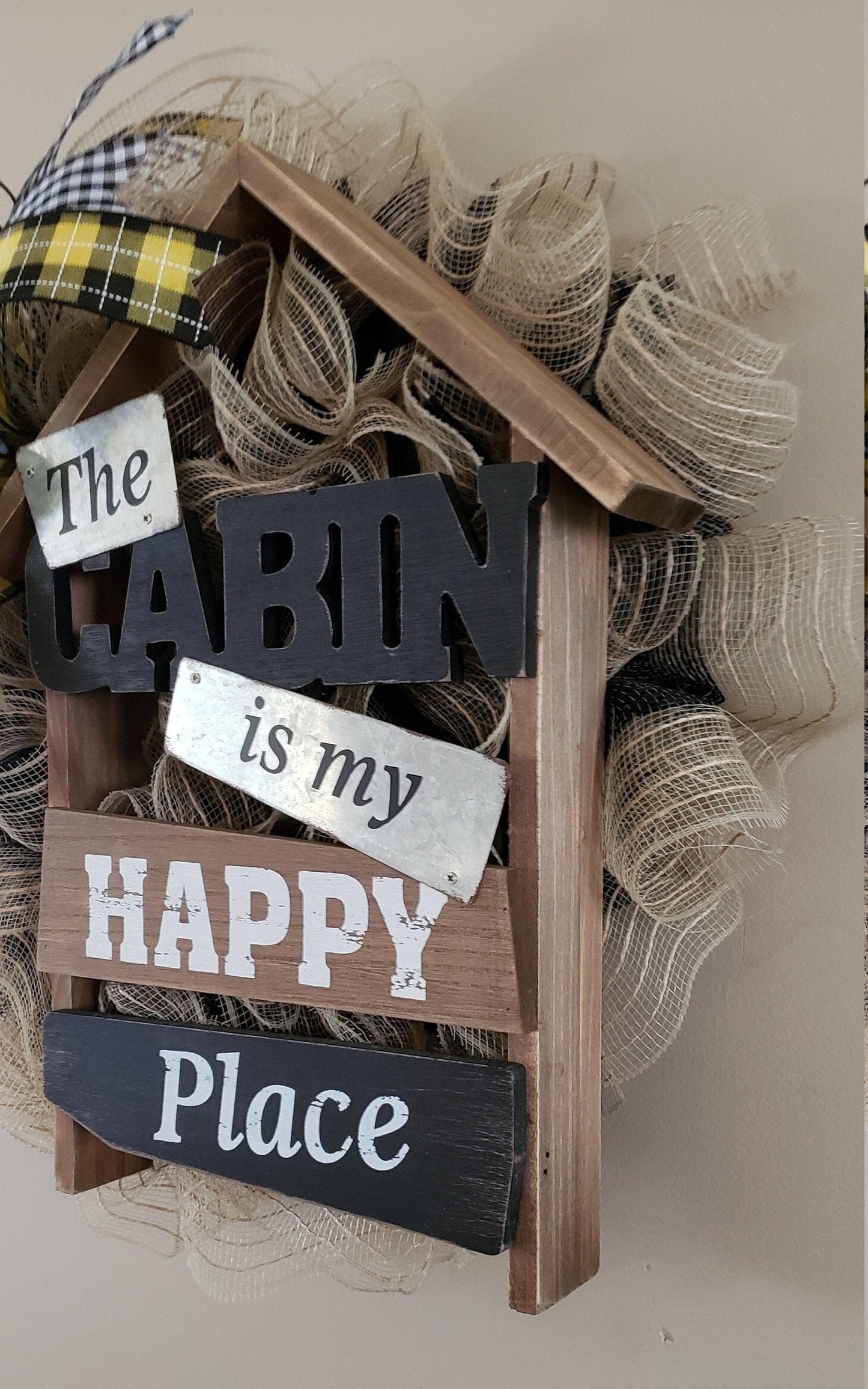 The Cabin is my Happy Place Deco Mesh wreath