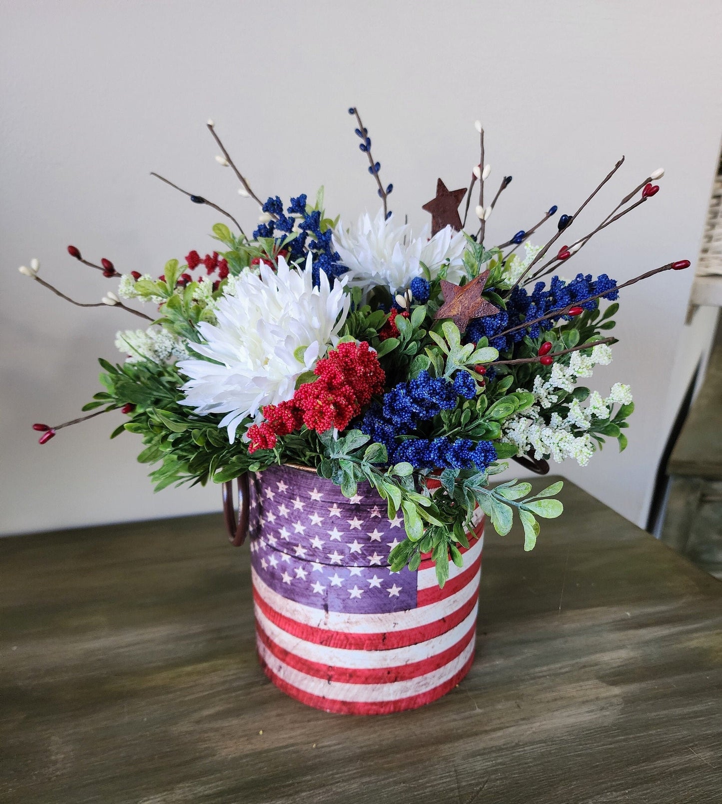 Small American Flag Container Centerpiece