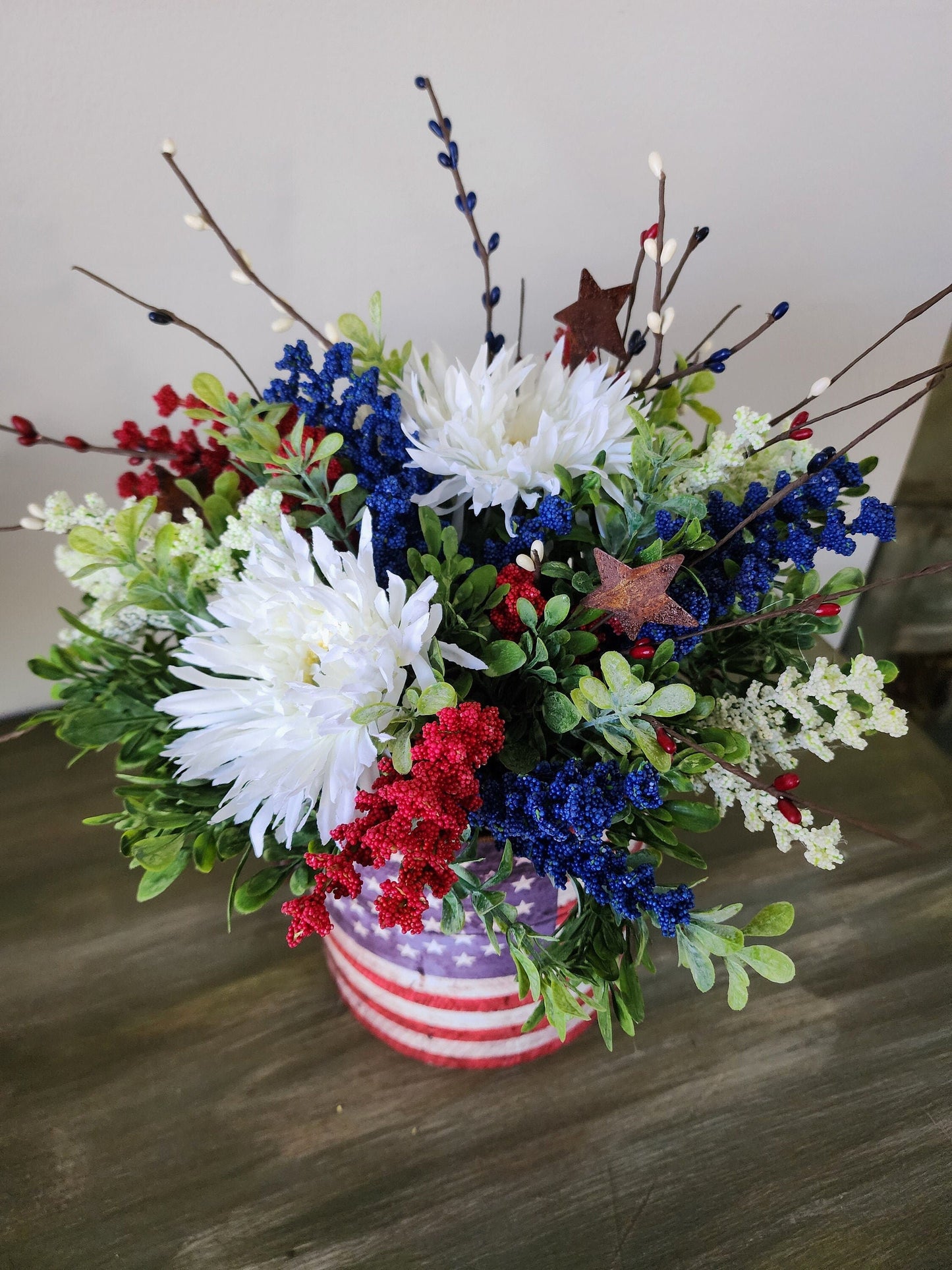 Small American Flag Container Centerpiece