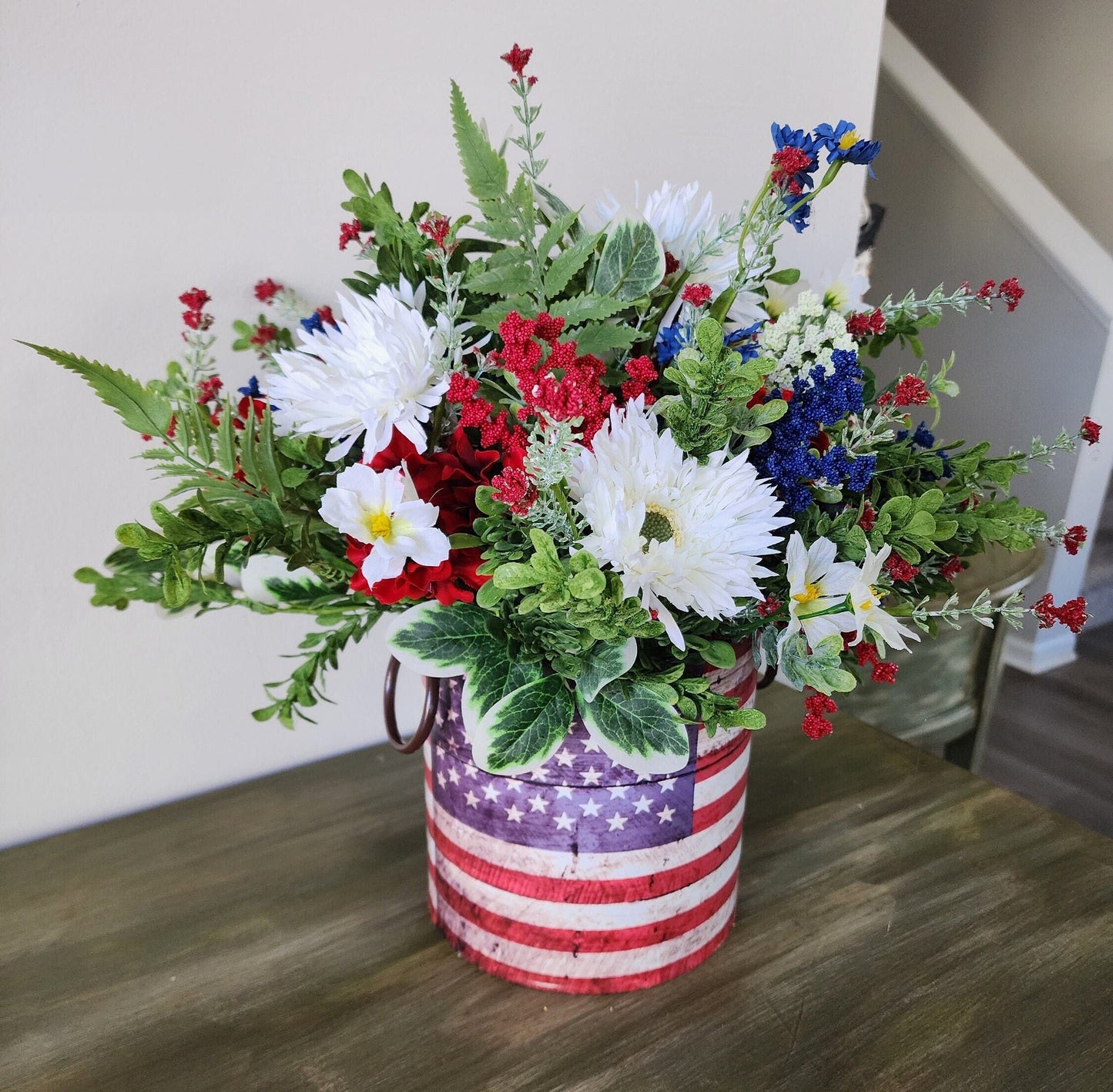 Small American Flag Container Centerpiece