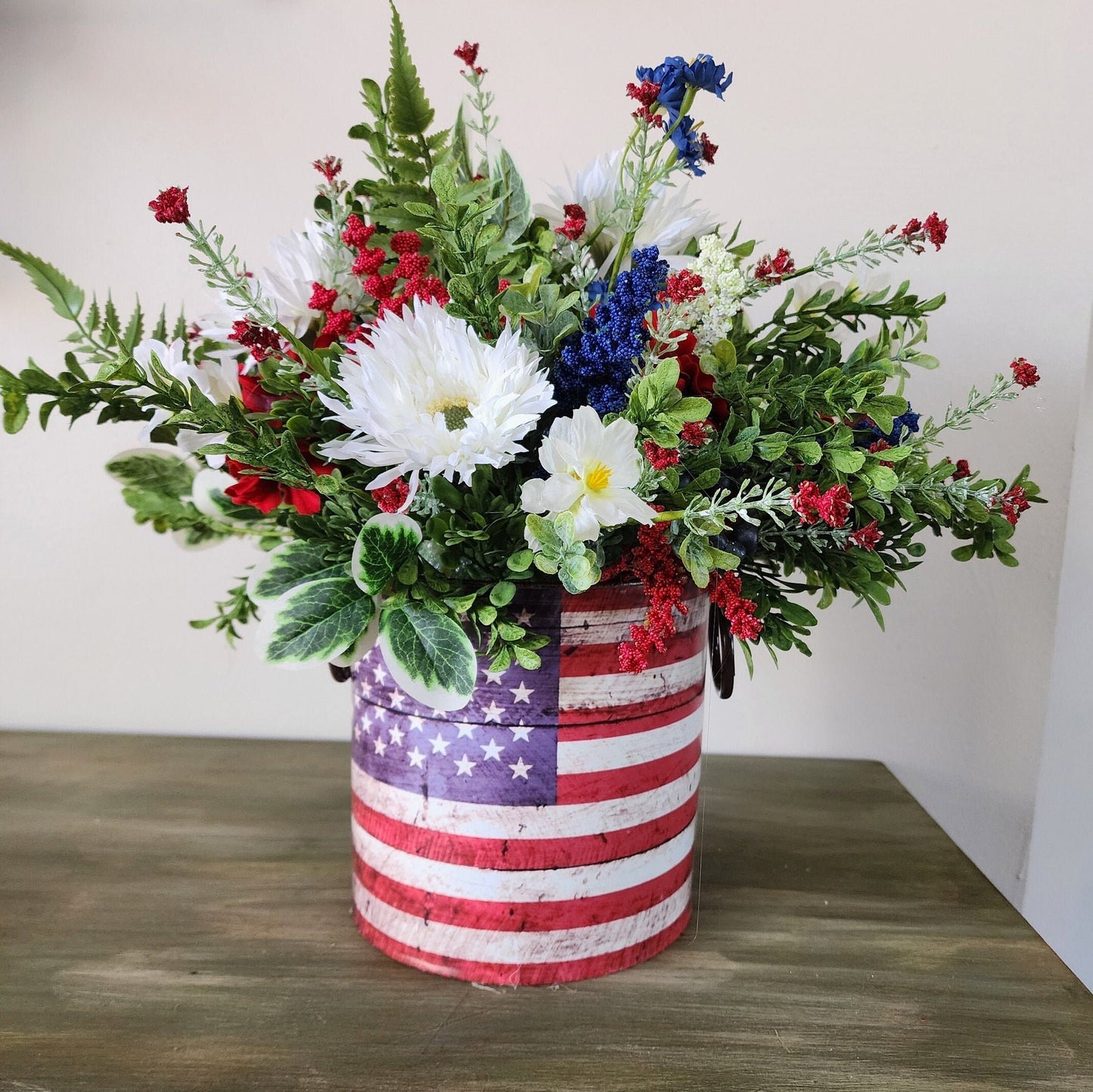 Large American Flag Container Centerpiece