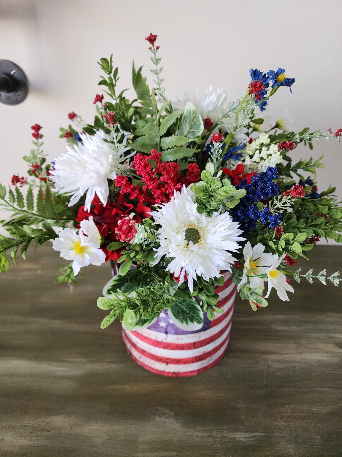 Large American Flag Container Centerpiece