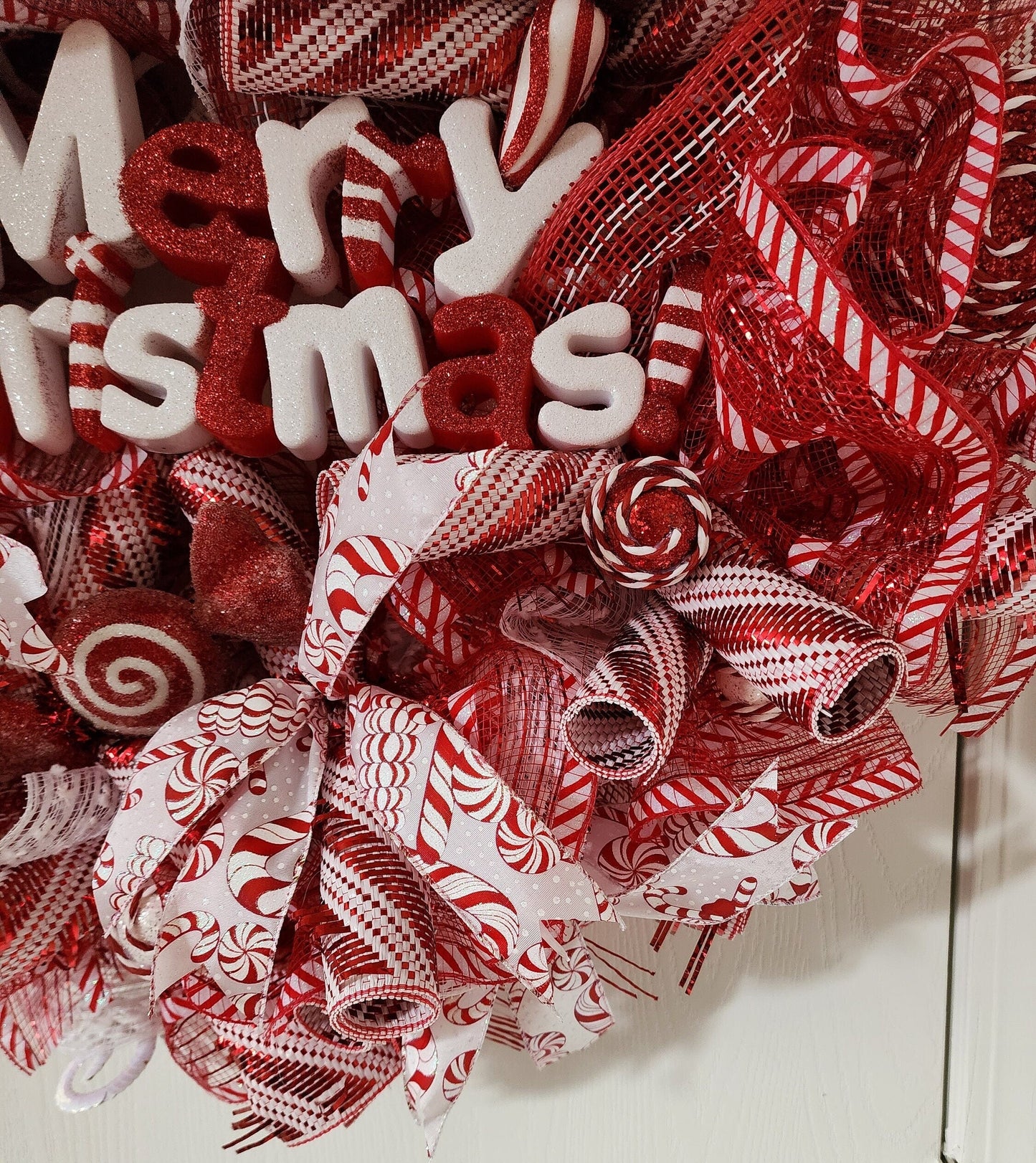 Peppermint Christmas Mesh Wreath