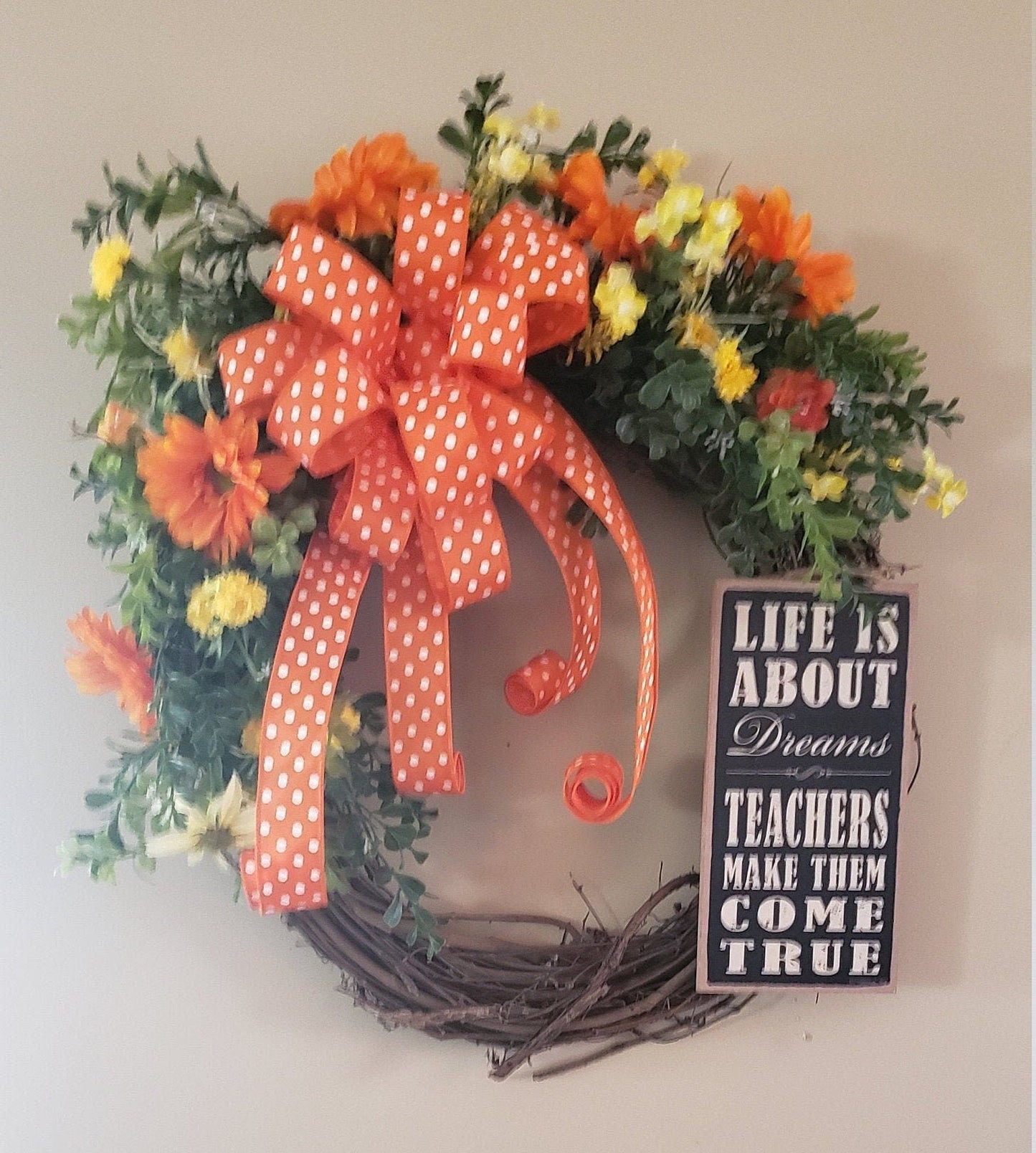 Celebrate Teachers & Dreams Grapevine Wreath