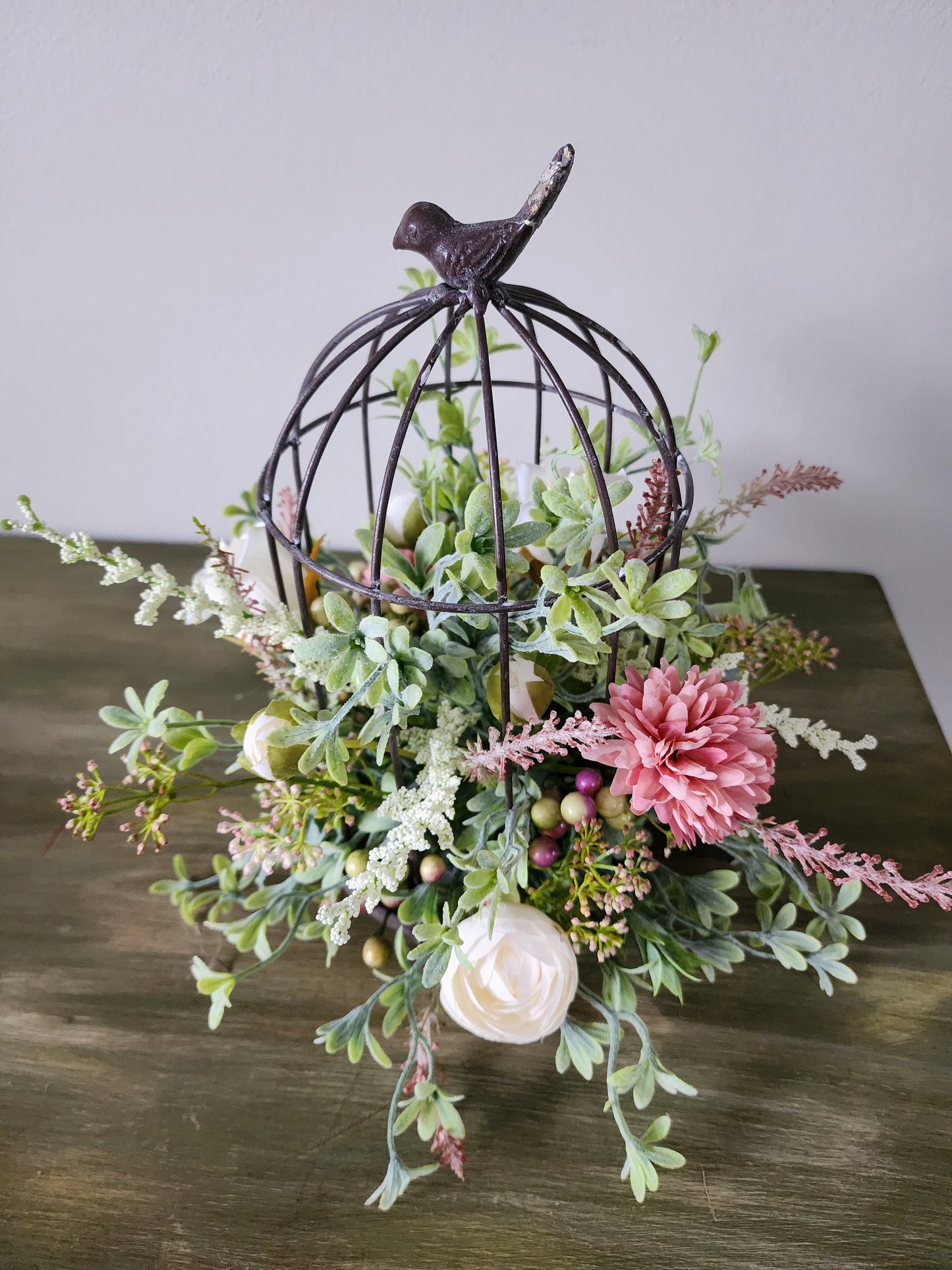 Antiqued Bird Cage Centerpiece