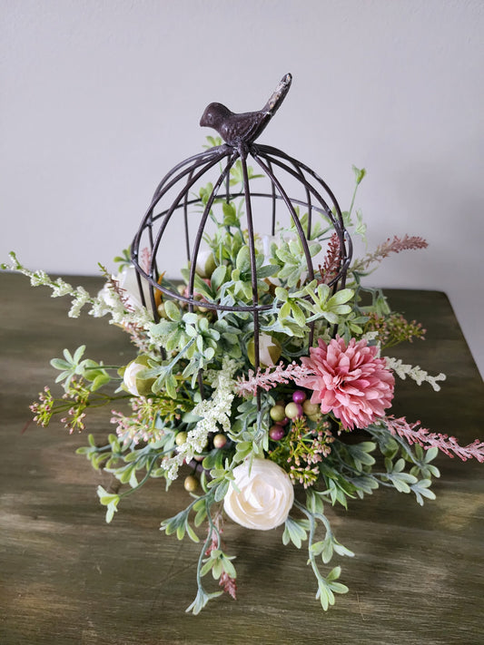 Antiqued Bird Cage Centerpiece