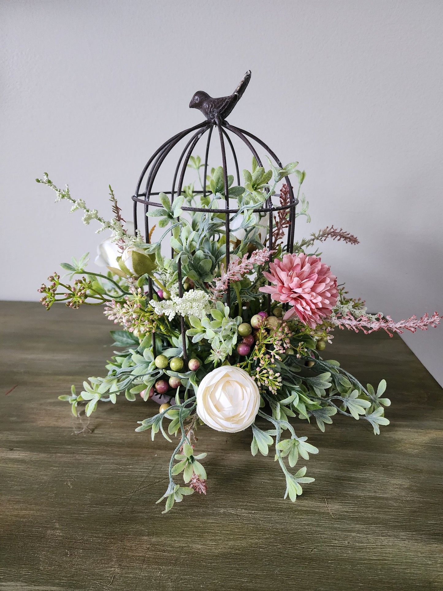 Antiqued Bird Cage Centerpiece