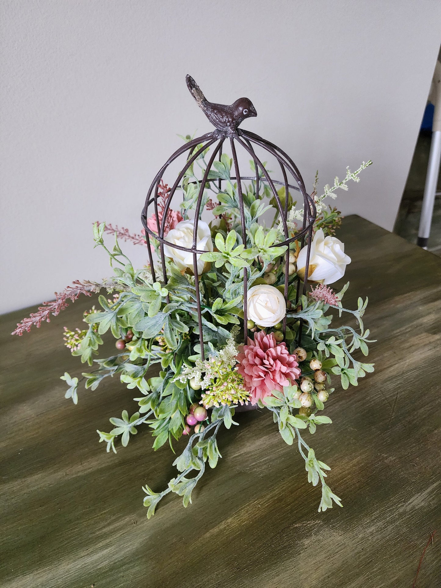 Antiqued Bird Cage Centerpiece