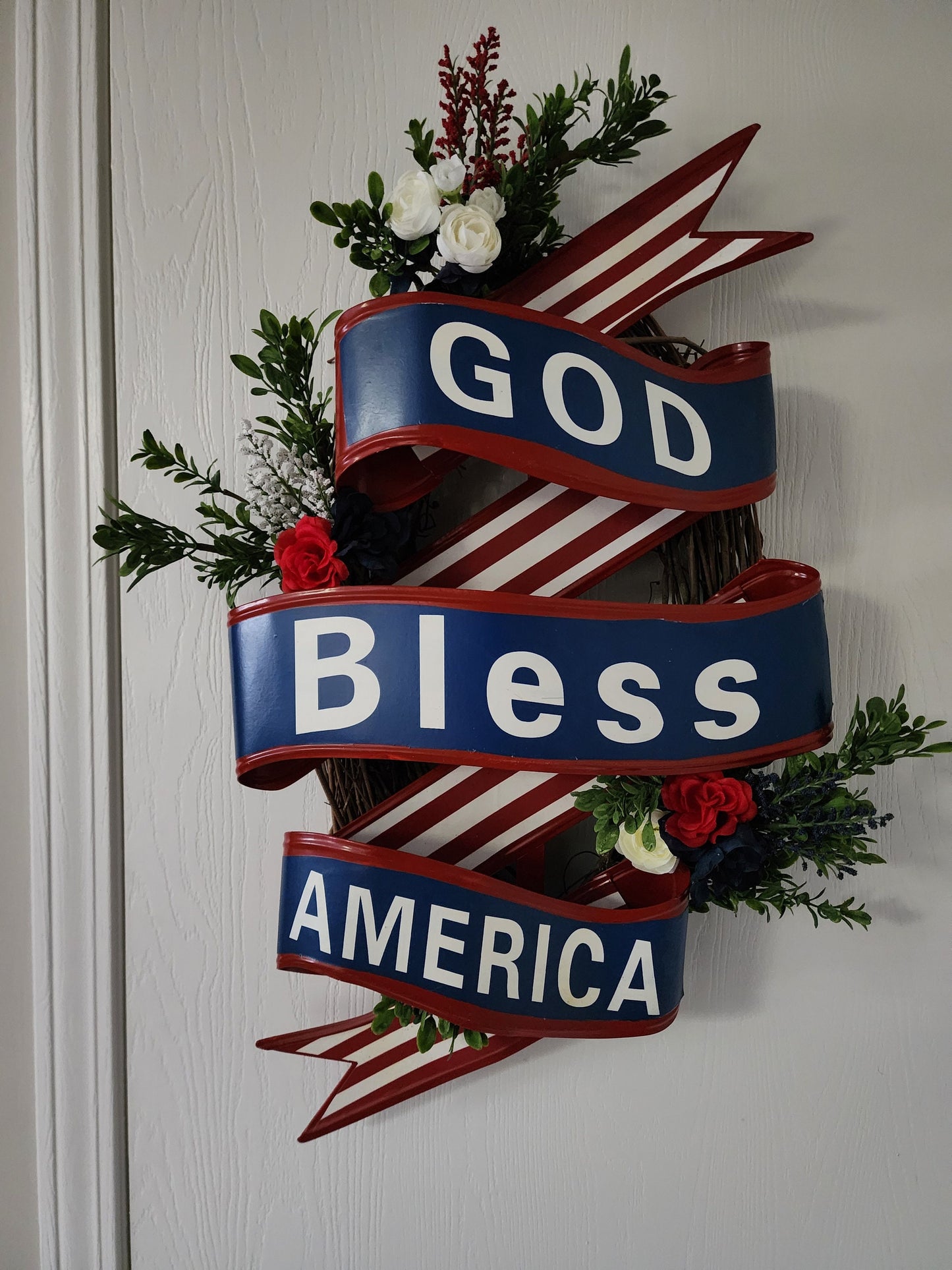 God Bless America Grapevine Wreath