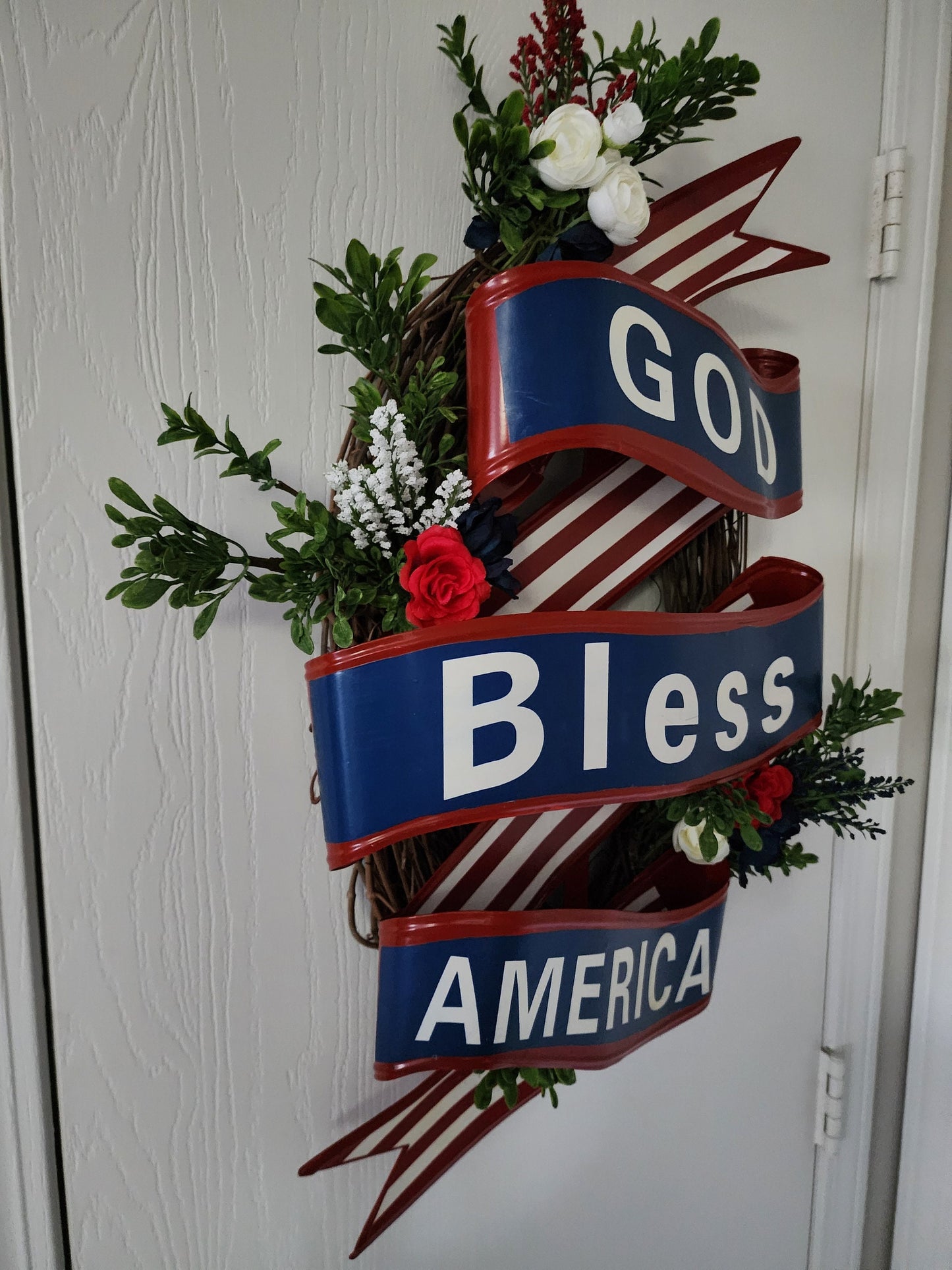 God Bless America Grapevine Wreath