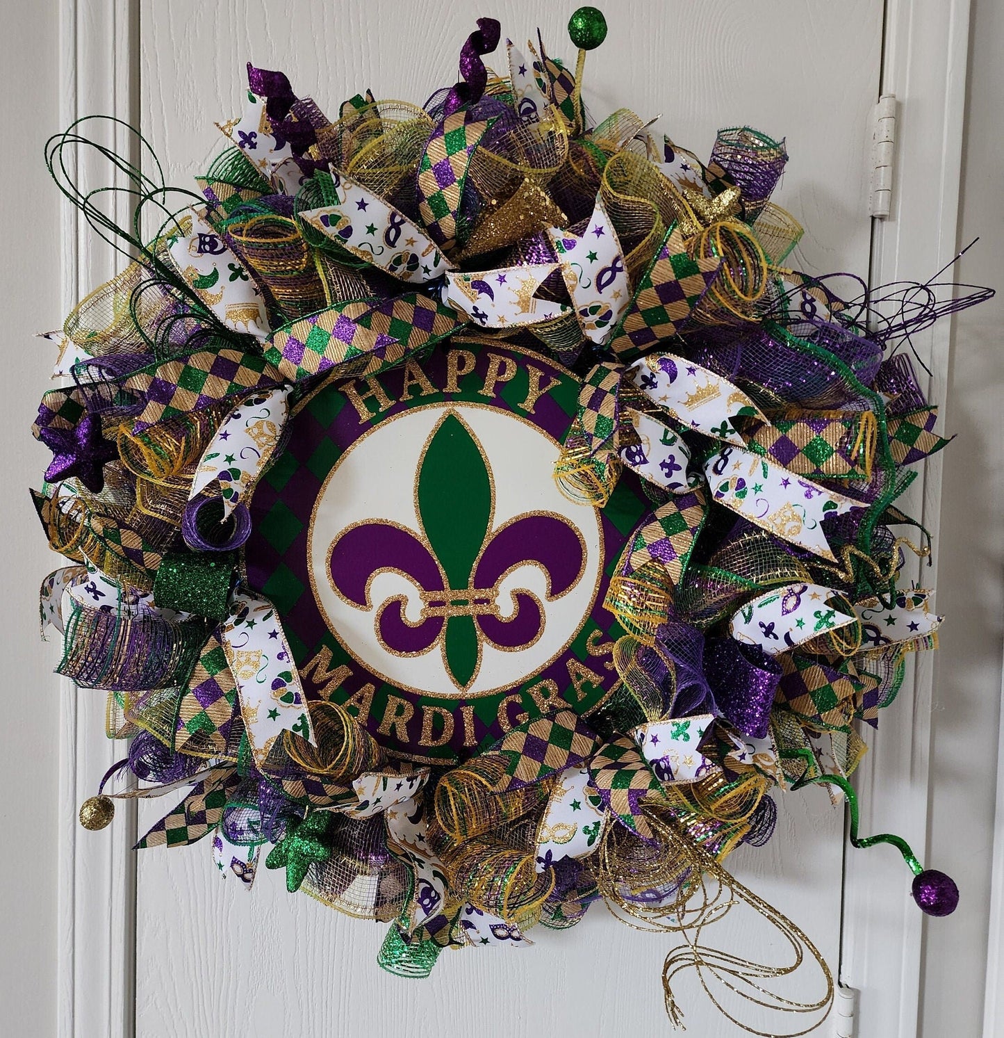 Mardi Gras Deco Mesh Wreath