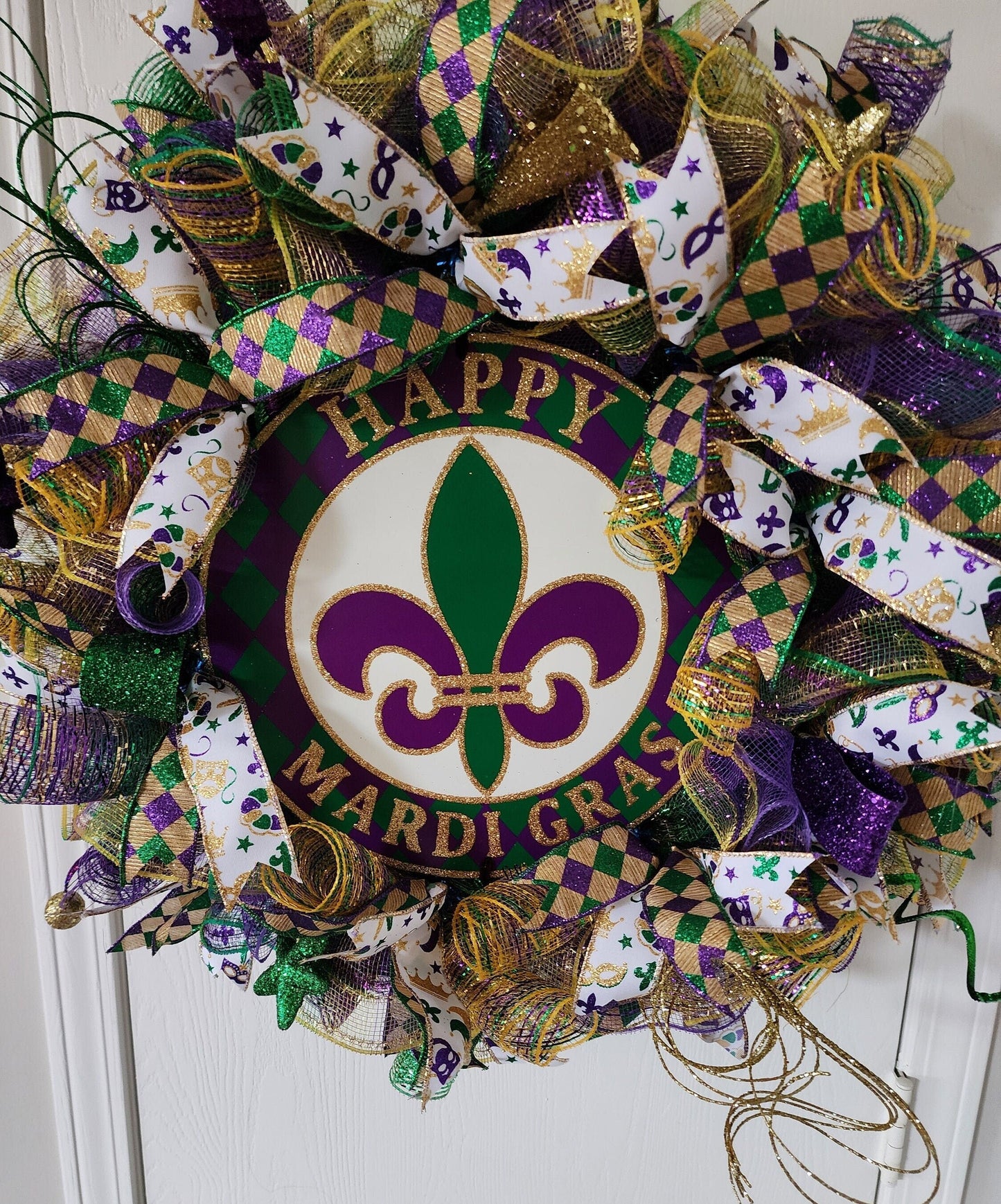 Mardi Gras Deco Mesh Wreath