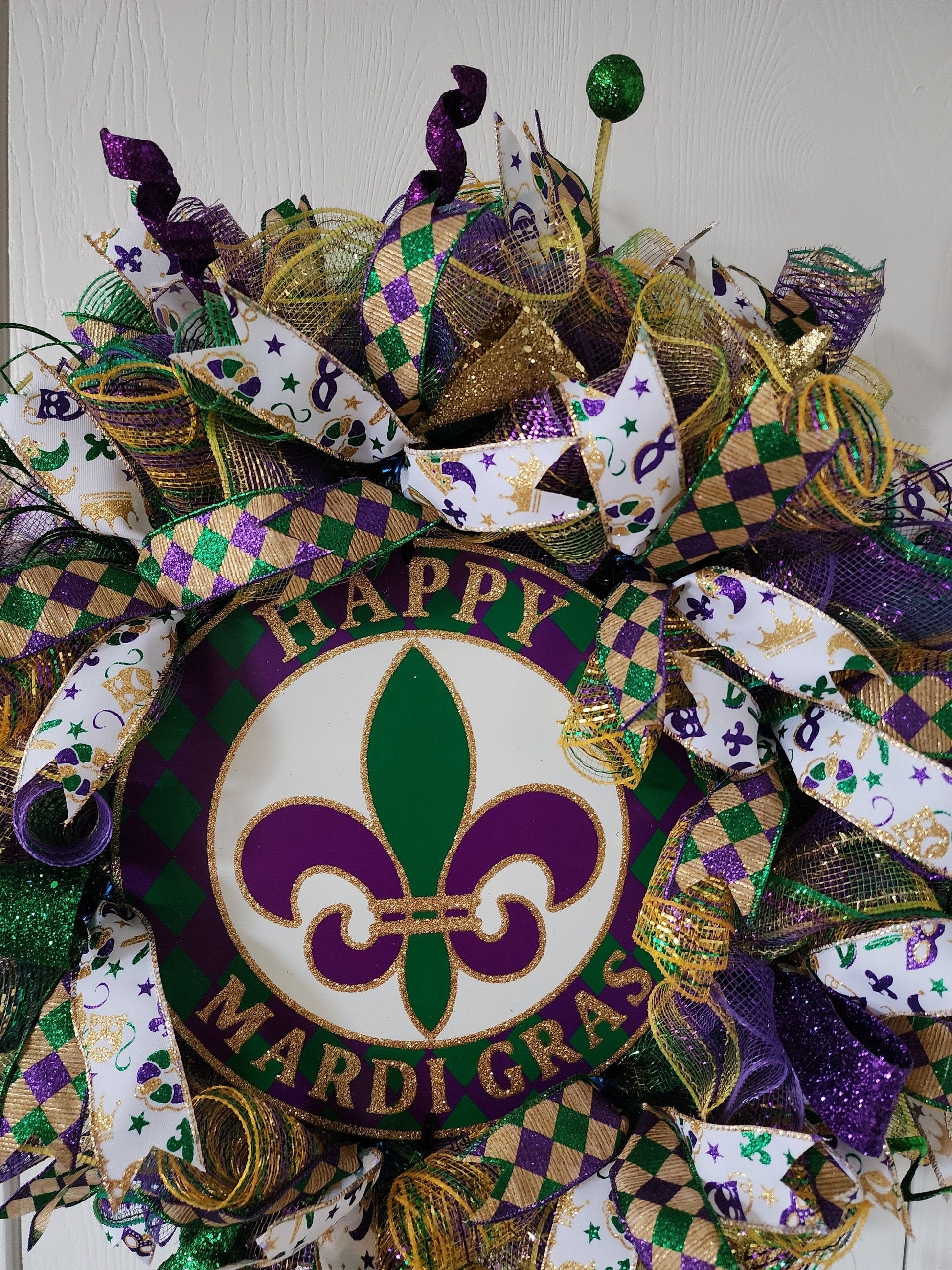 Mardi Gras Deco Mesh Wreath