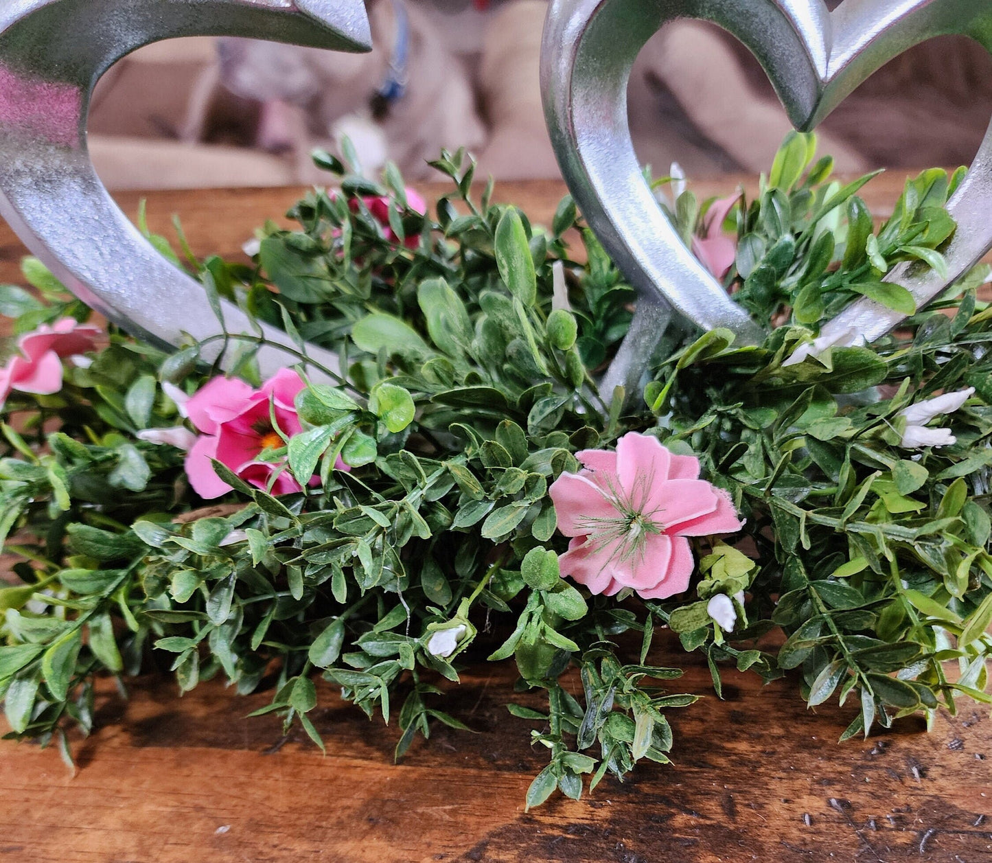 Silver Double Hearts Centerpiece