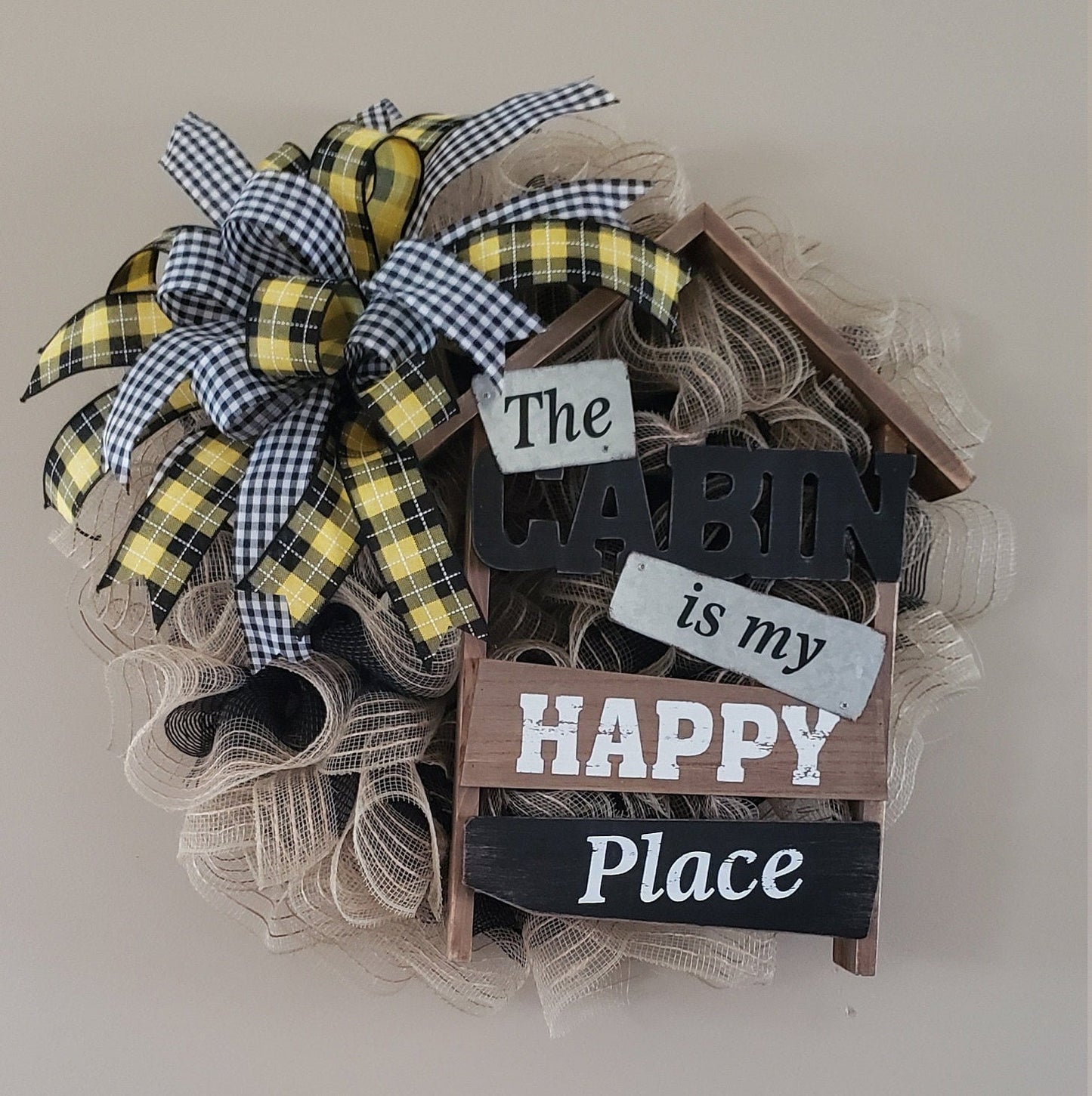 The Cabin is my Happy Place Deco Mesh wreath