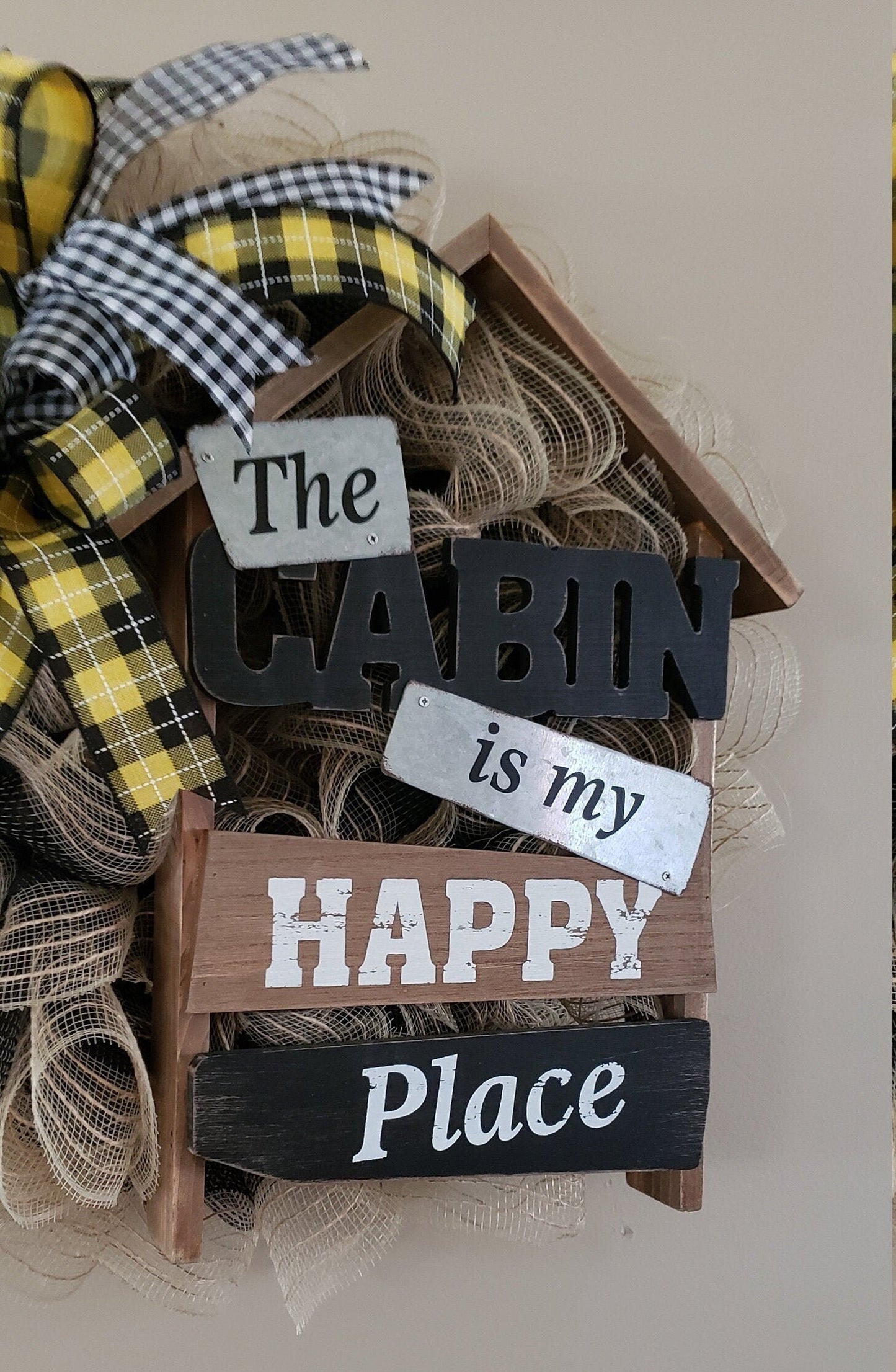 The Cabin is my Happy Place Deco Mesh wreath