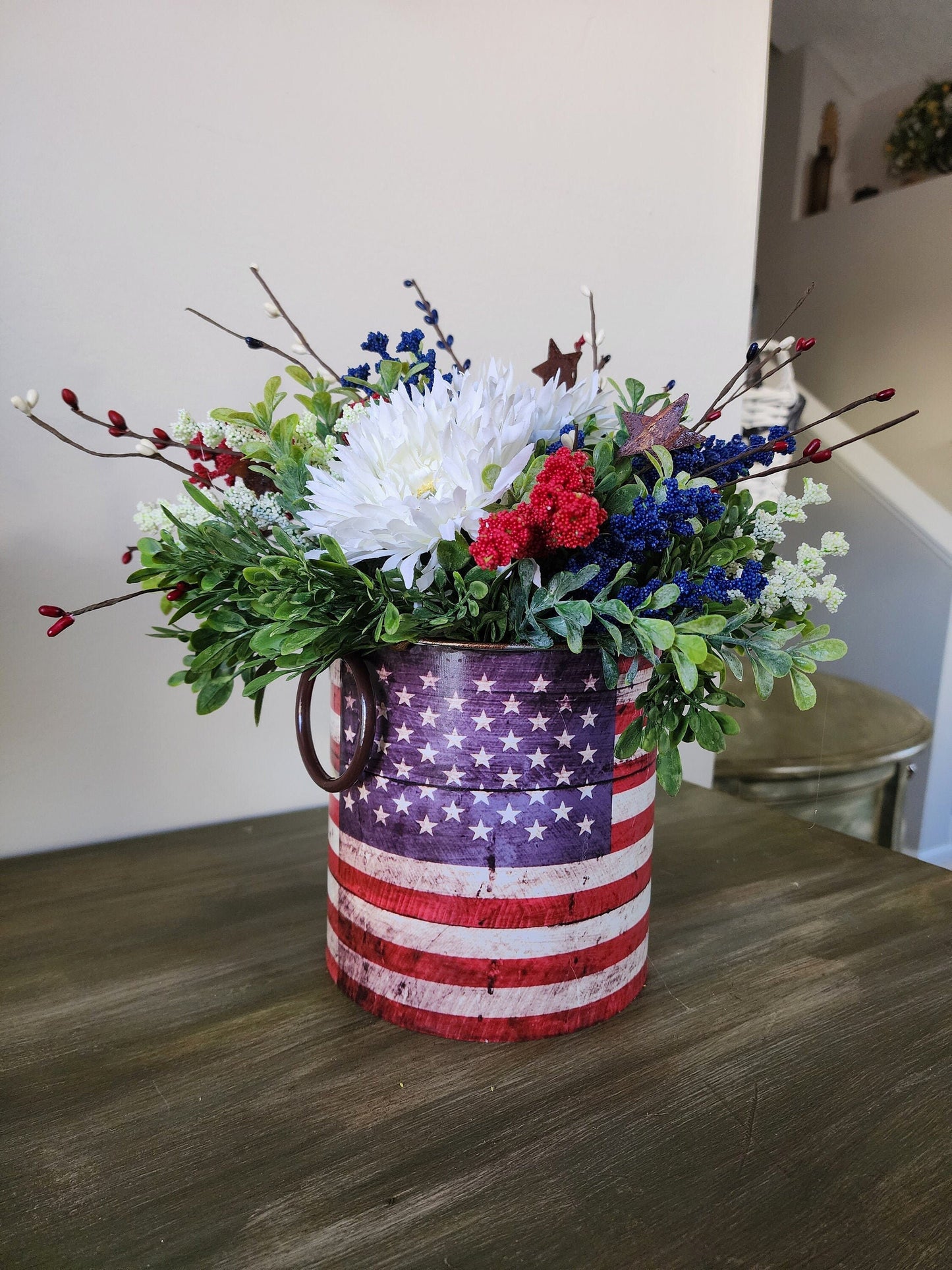 Small American Flag Container Centerpiece