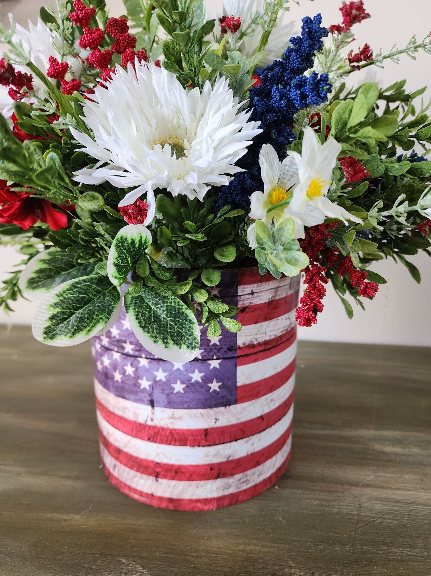 Large American Flag Container Centerpiece