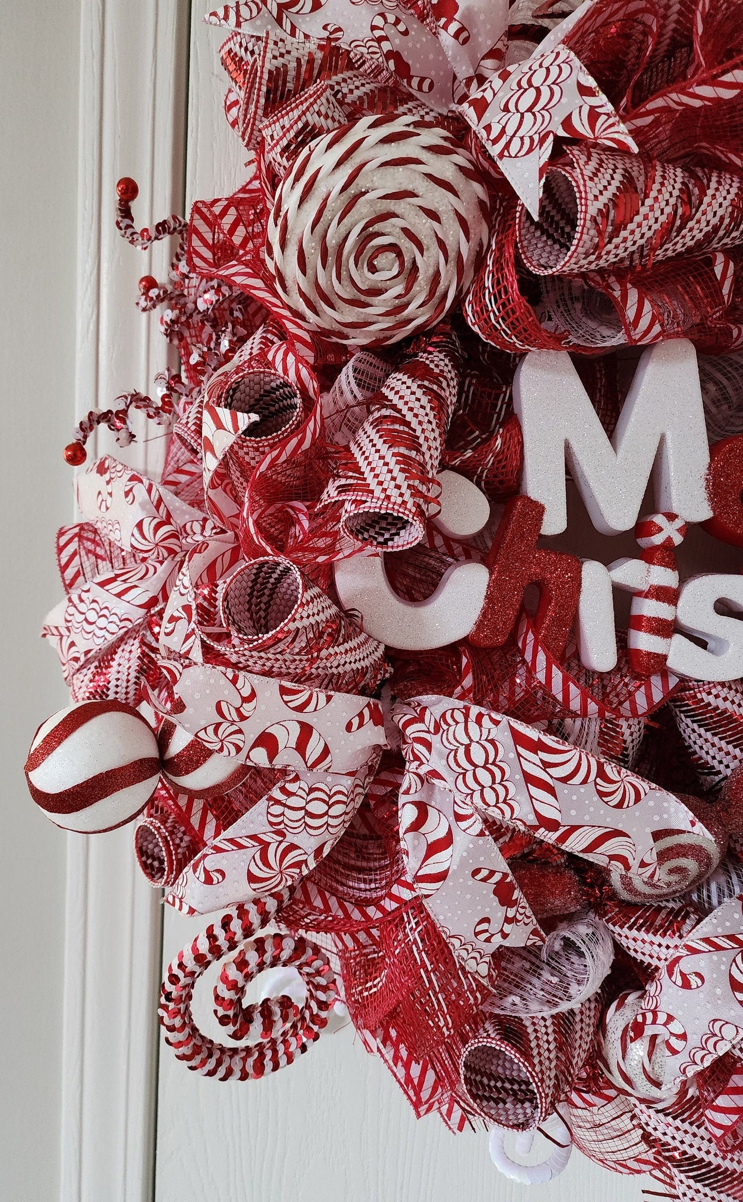 Peppermint Christmas Mesh Wreath