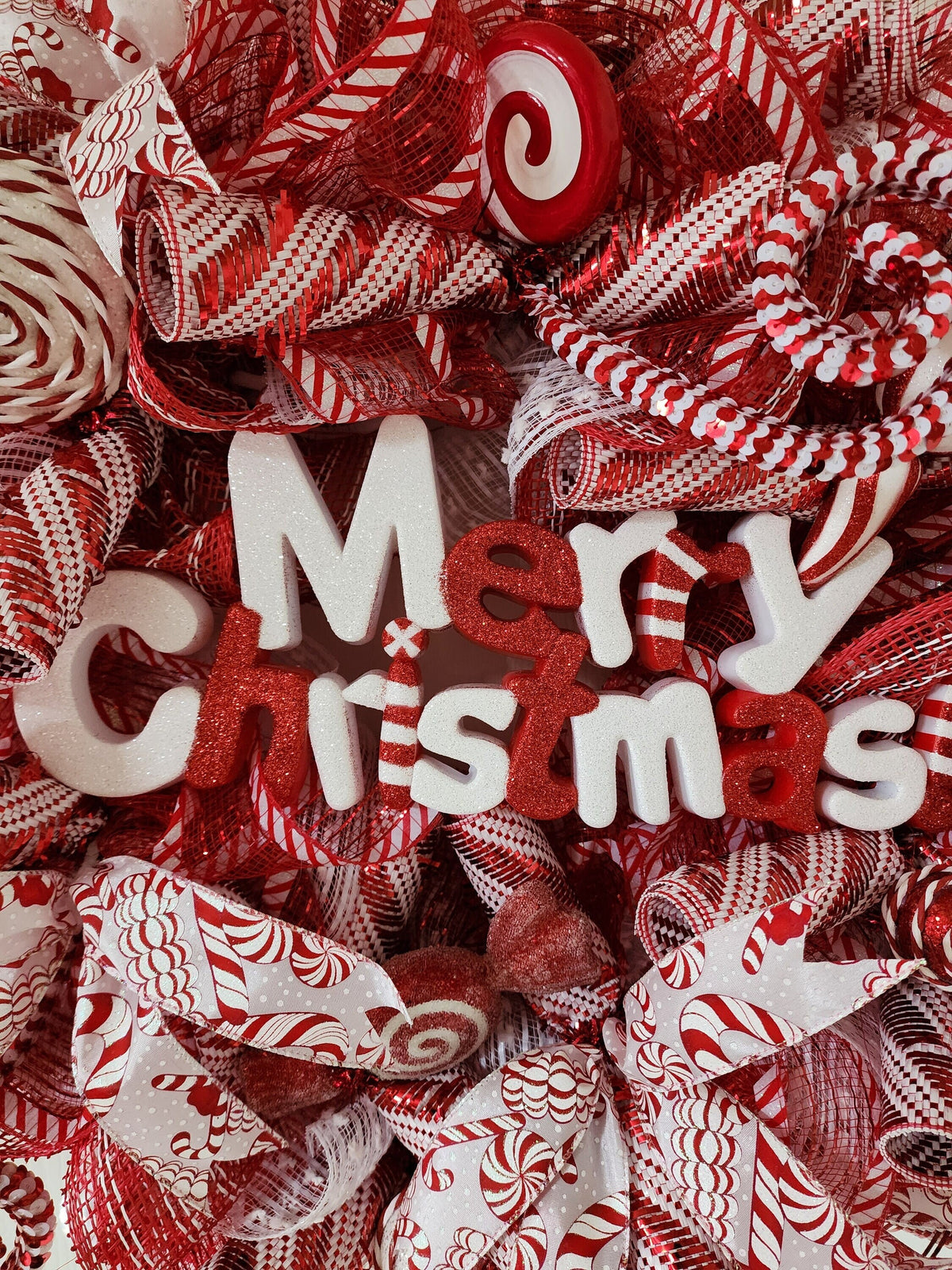 Peppermint Christmas Mesh Wreath