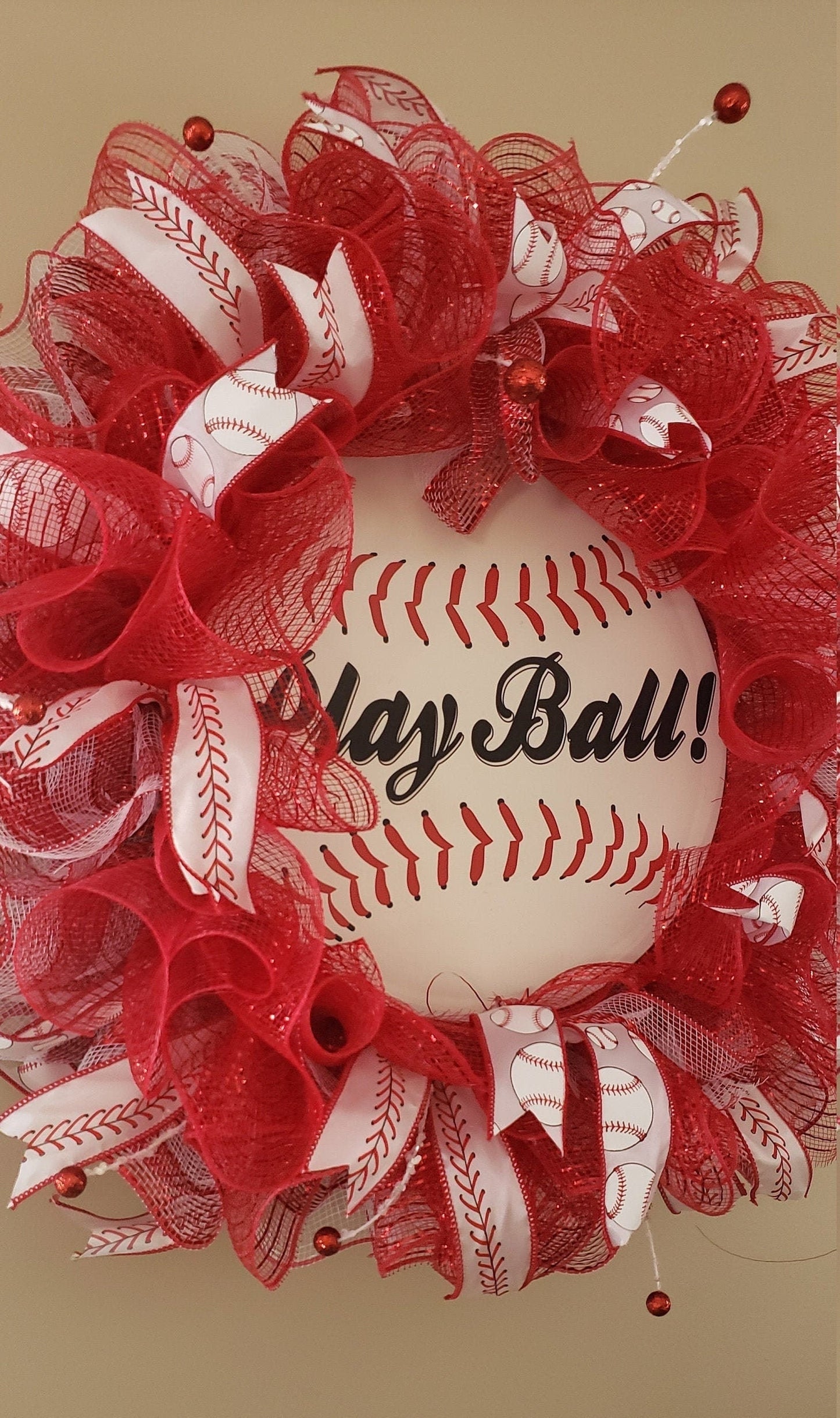 Baseball/Softball Inspired Deco Mesh Wreath