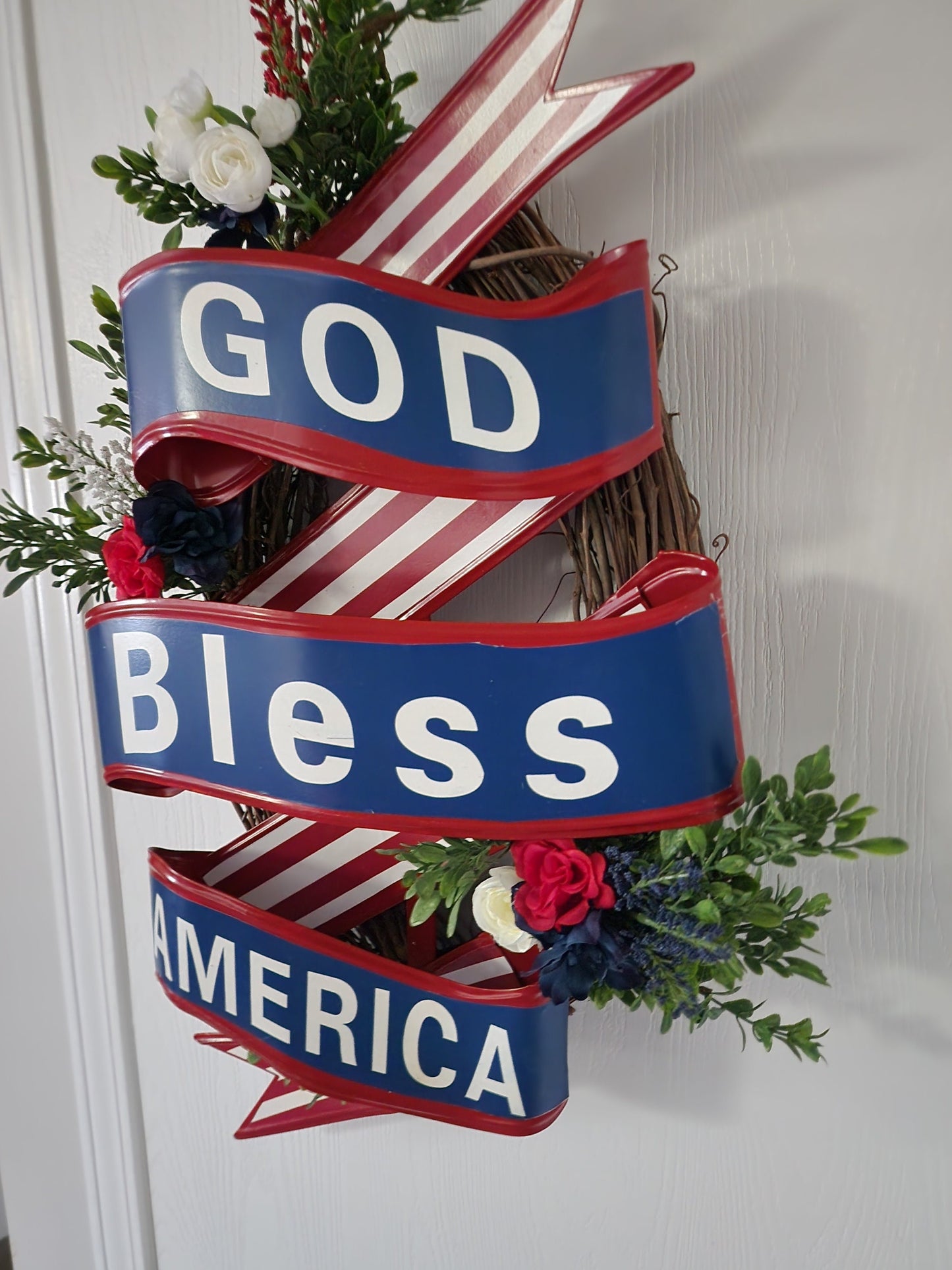 God Bless America Grapevine Wreath