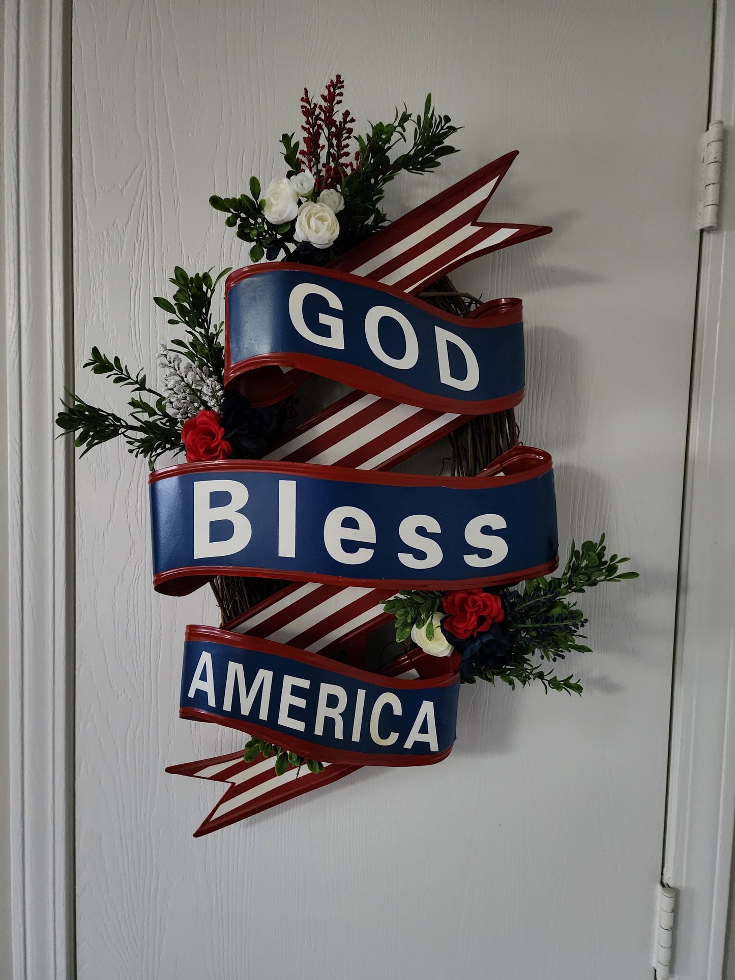 God Bless America Grapevine Wreath