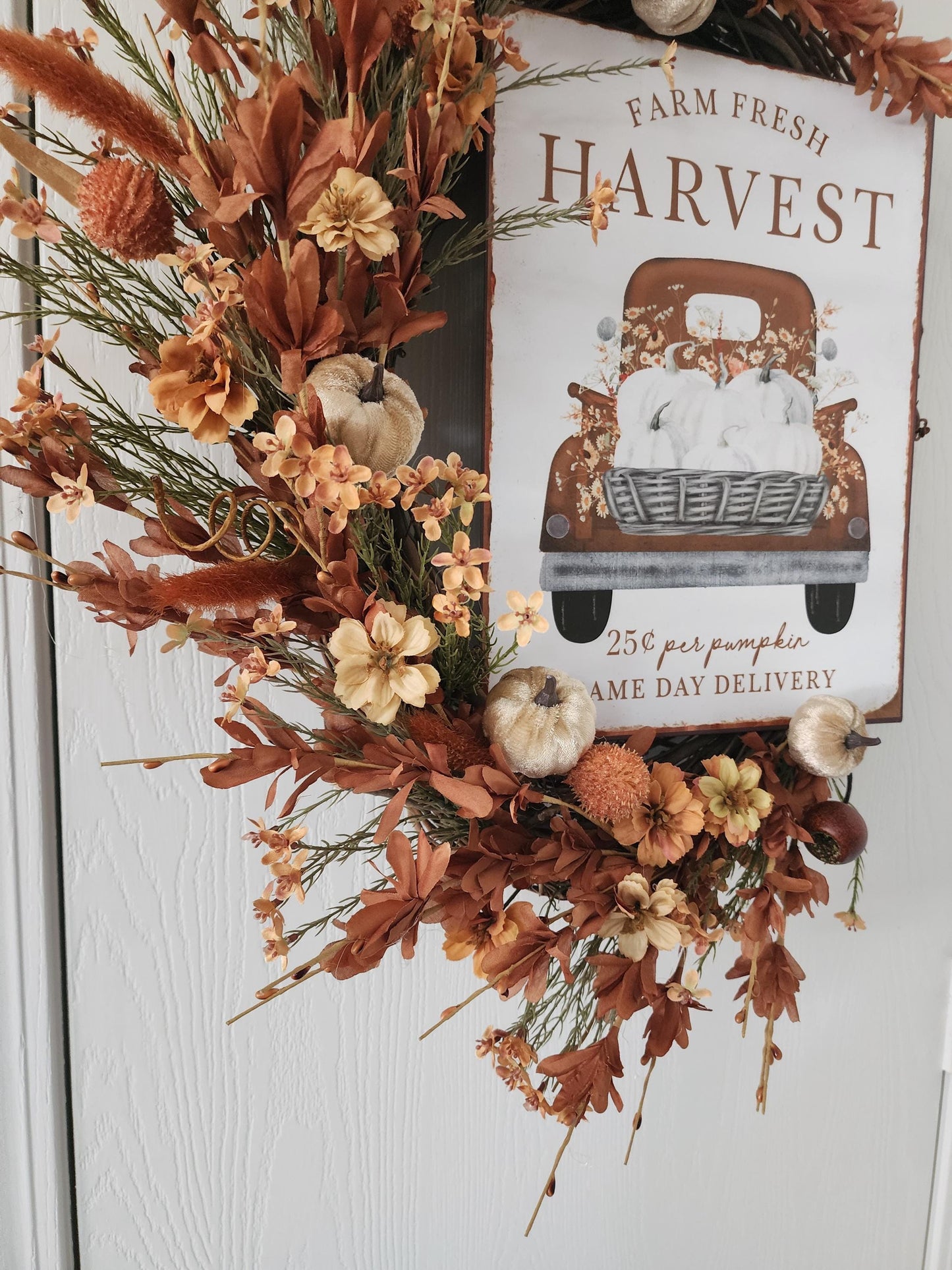 Farm Fresh Harvest Pumpkin Grapevine Wreath