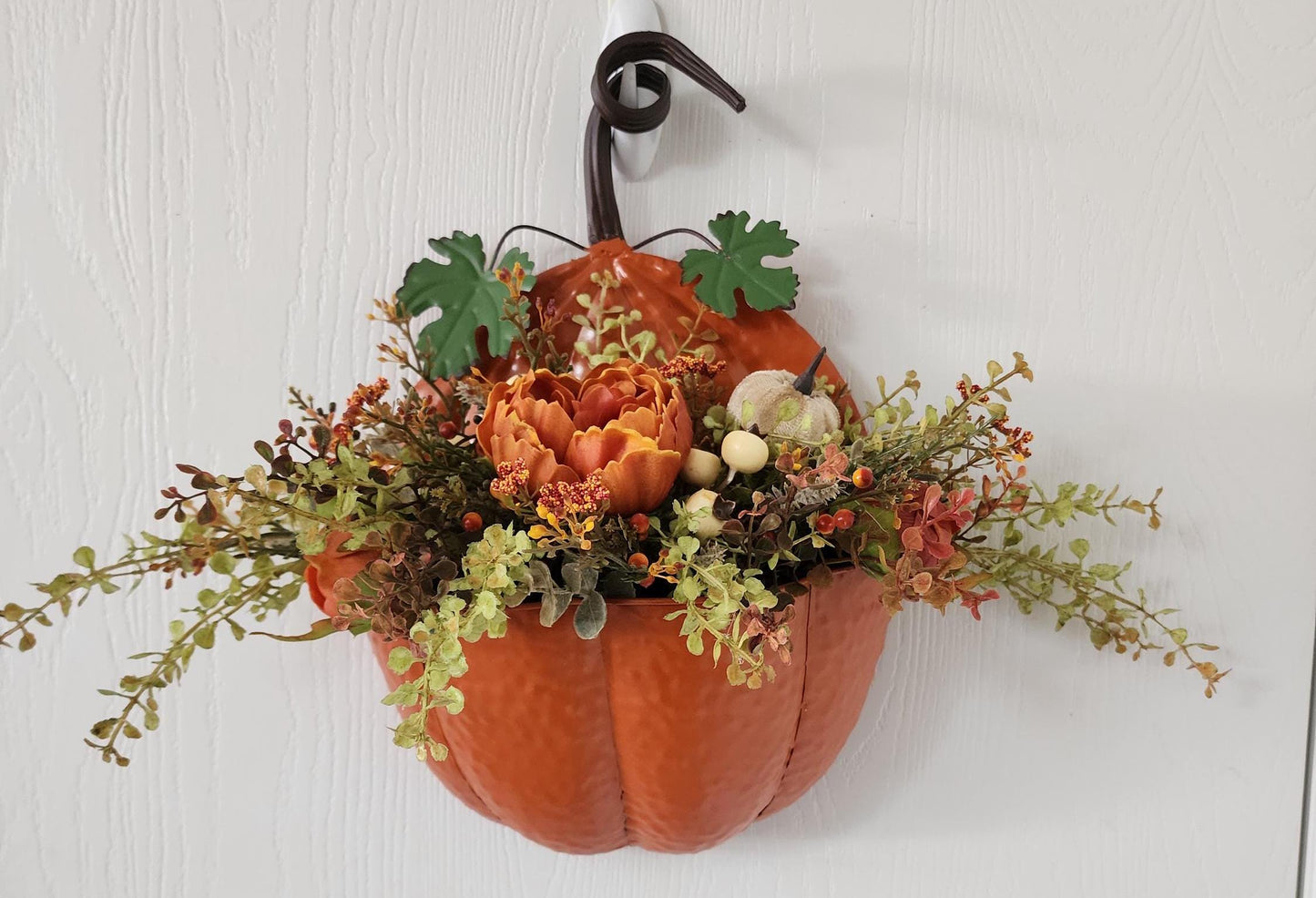 Metal Pumpkin Wall Basket