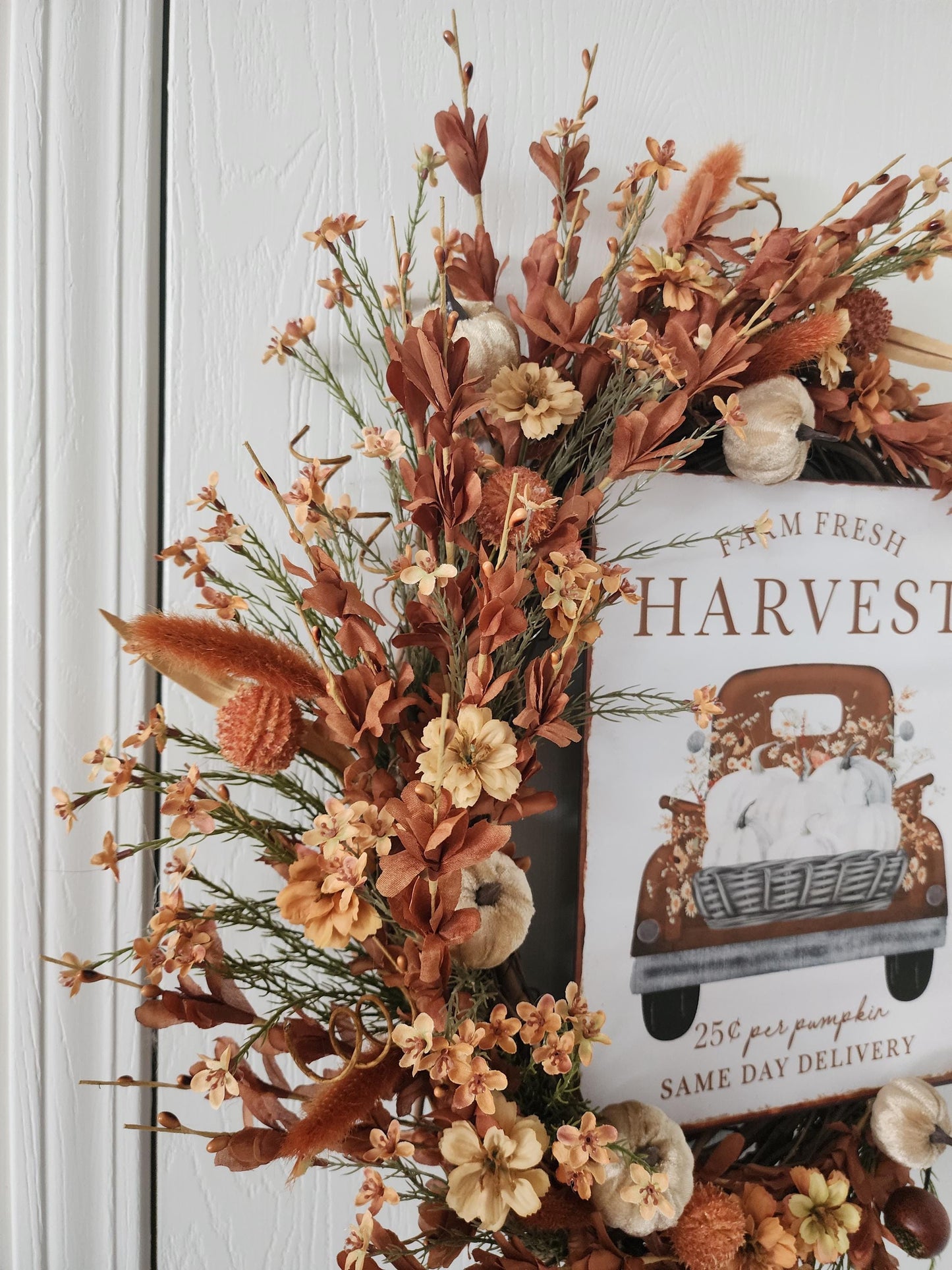 Farm Fresh Harvest Pumpkin Grapevine Wreath