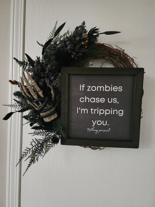 Fun Zombie Warning Wreath