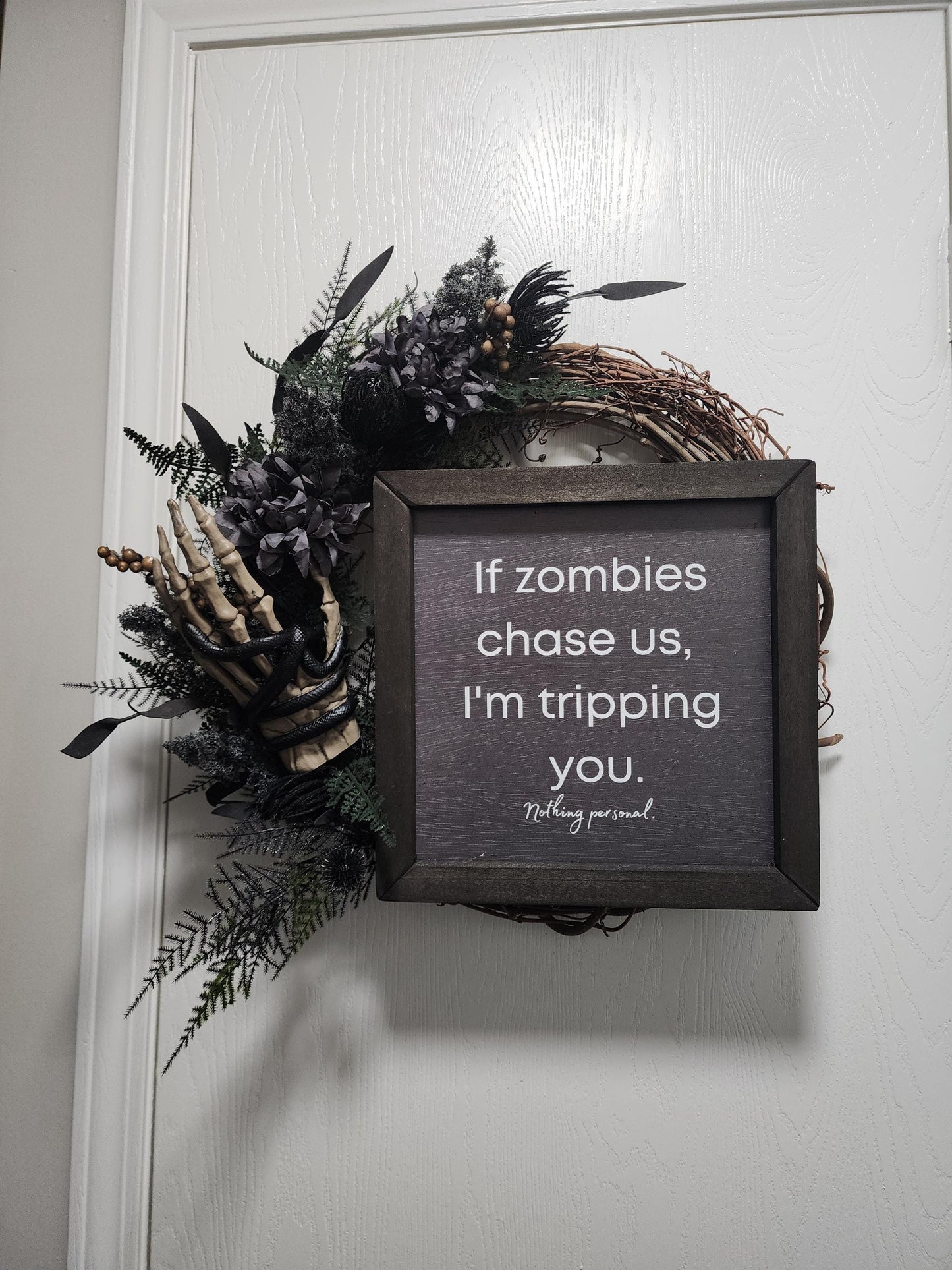 Fun Zombie Warning Wreath