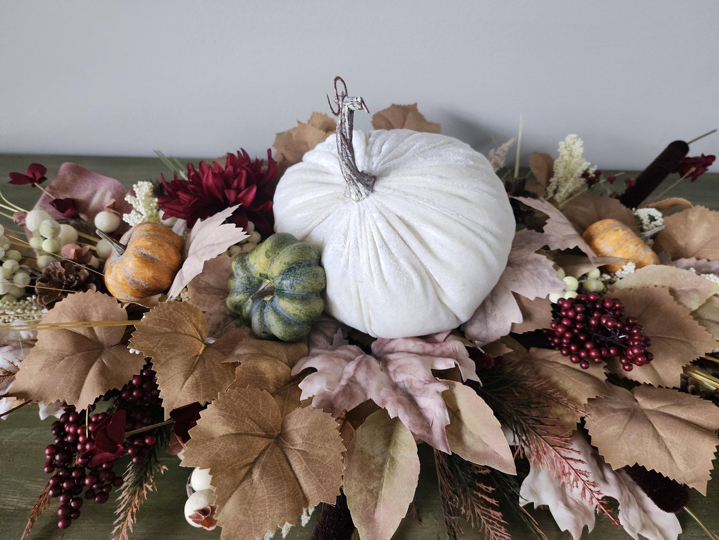 Ivory Pumpkin Fall Centerpiece