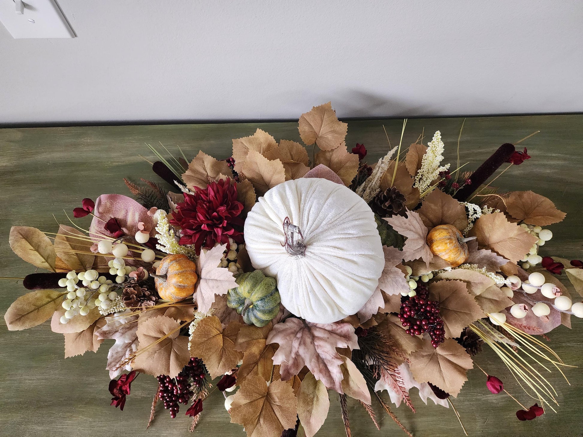 Ivory Pumpkin Fall Centerpiece