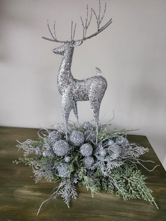 Glittery Winter Deer Centerpiece