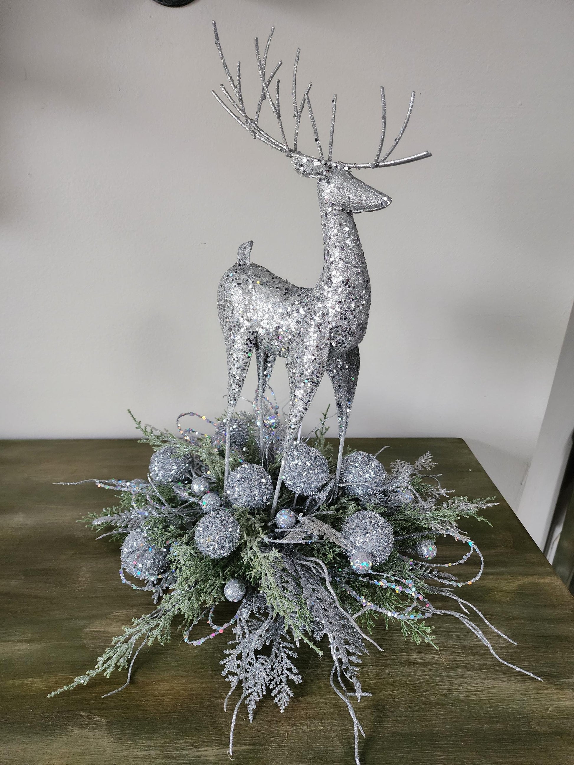 Glittery Winter Deer Centerpiece