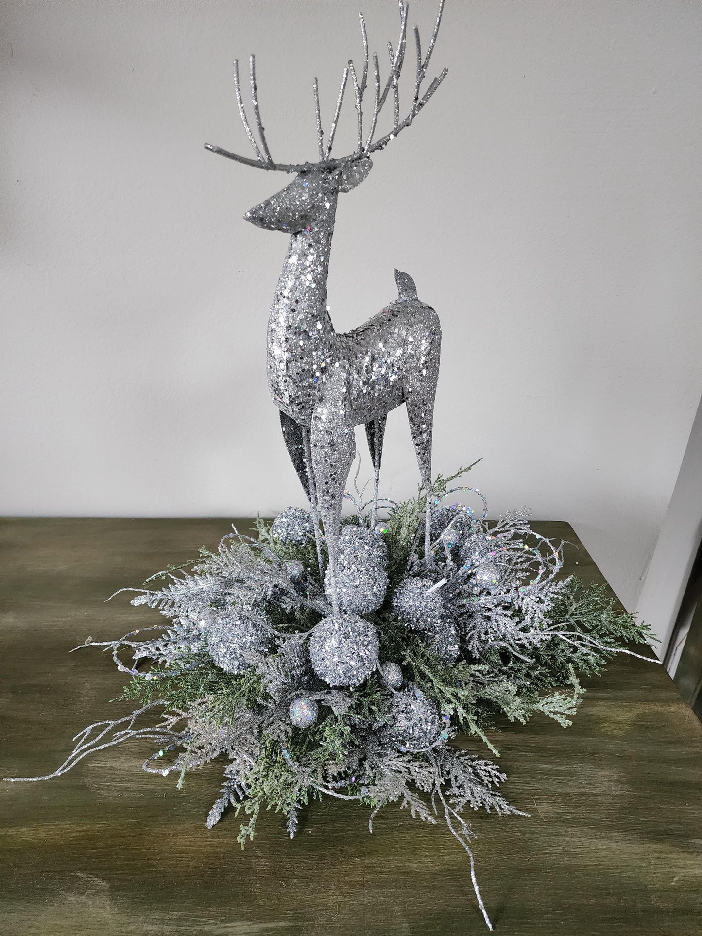 Glittery Winter Deer Centerpiece