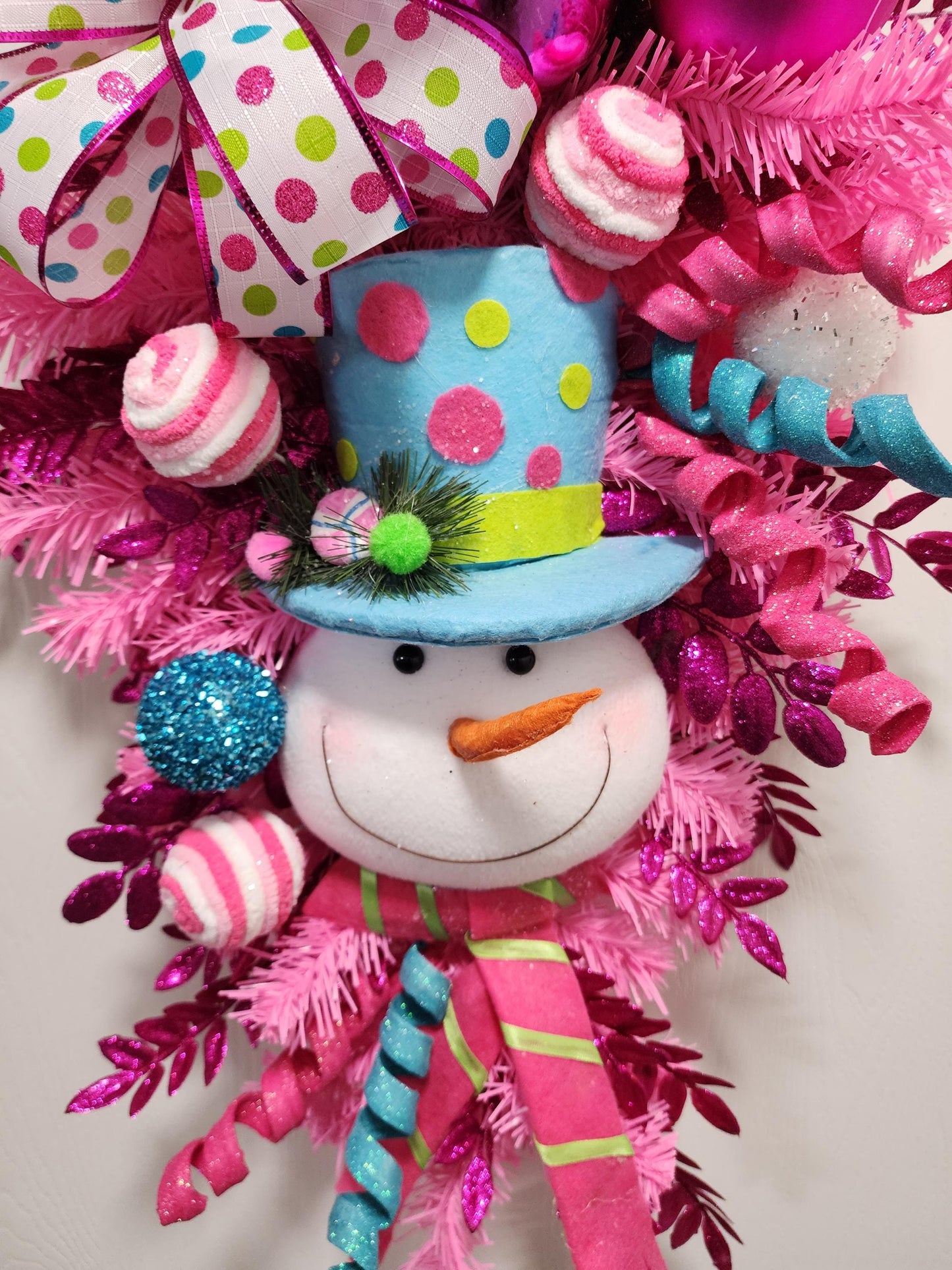 Pink Polka Dot Snowman