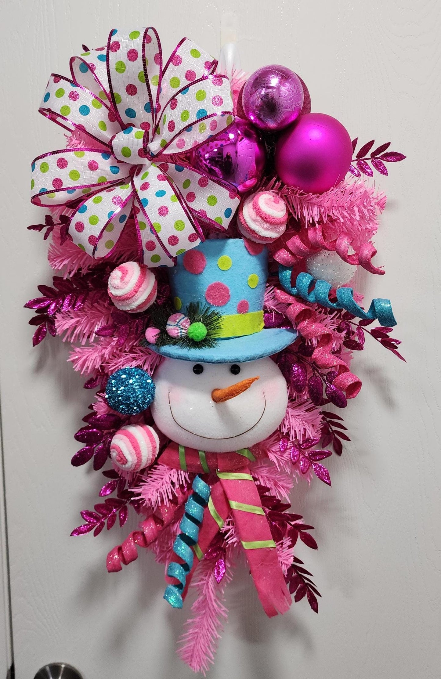 Pink Polka Dot Snowman