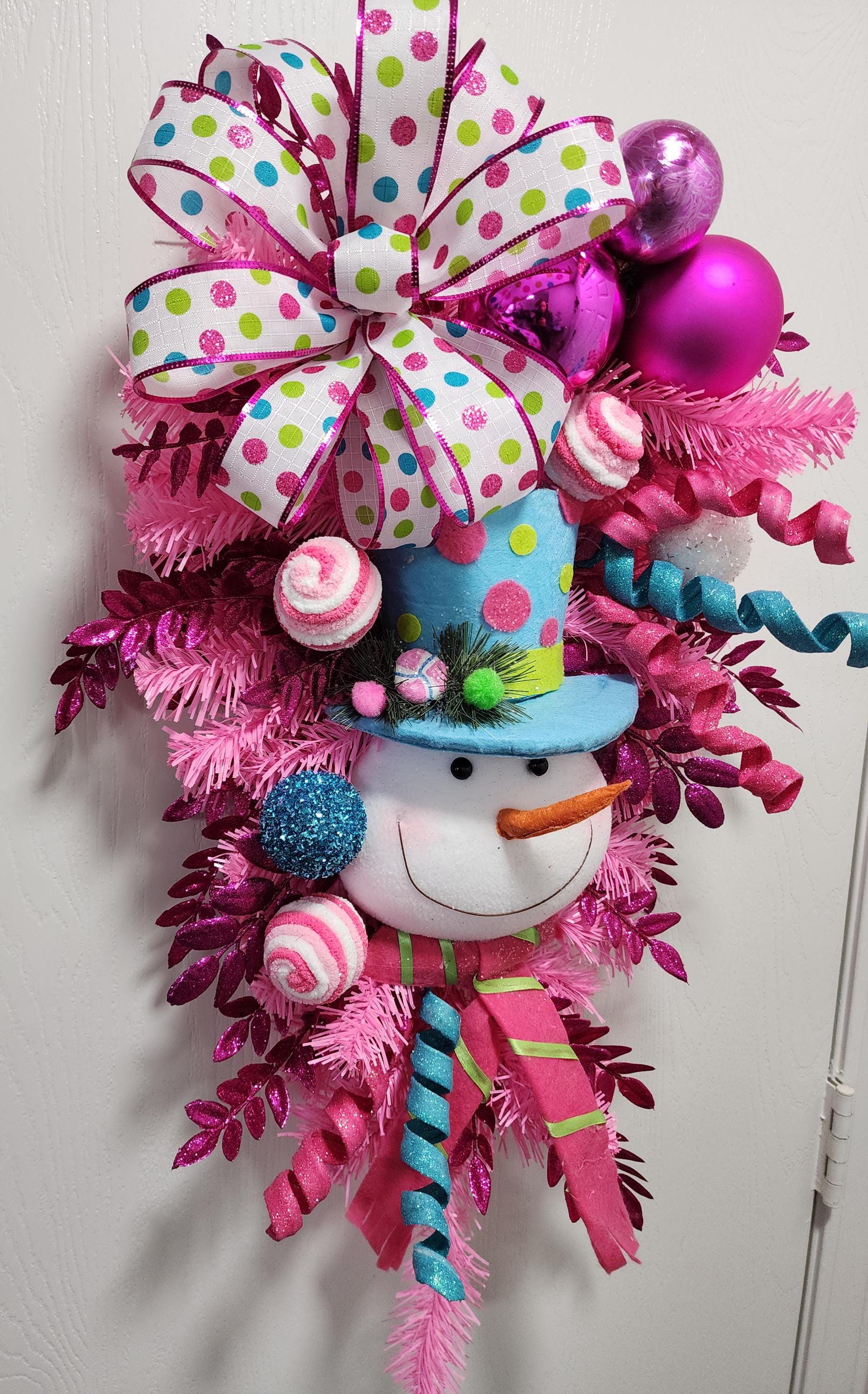 Pink Polka Dot Snowman