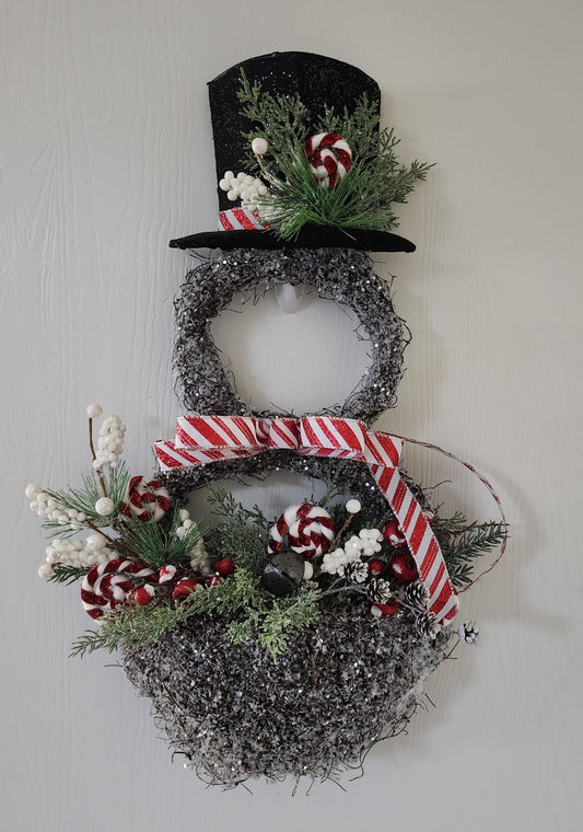 Glittery Snowman Wall Basket